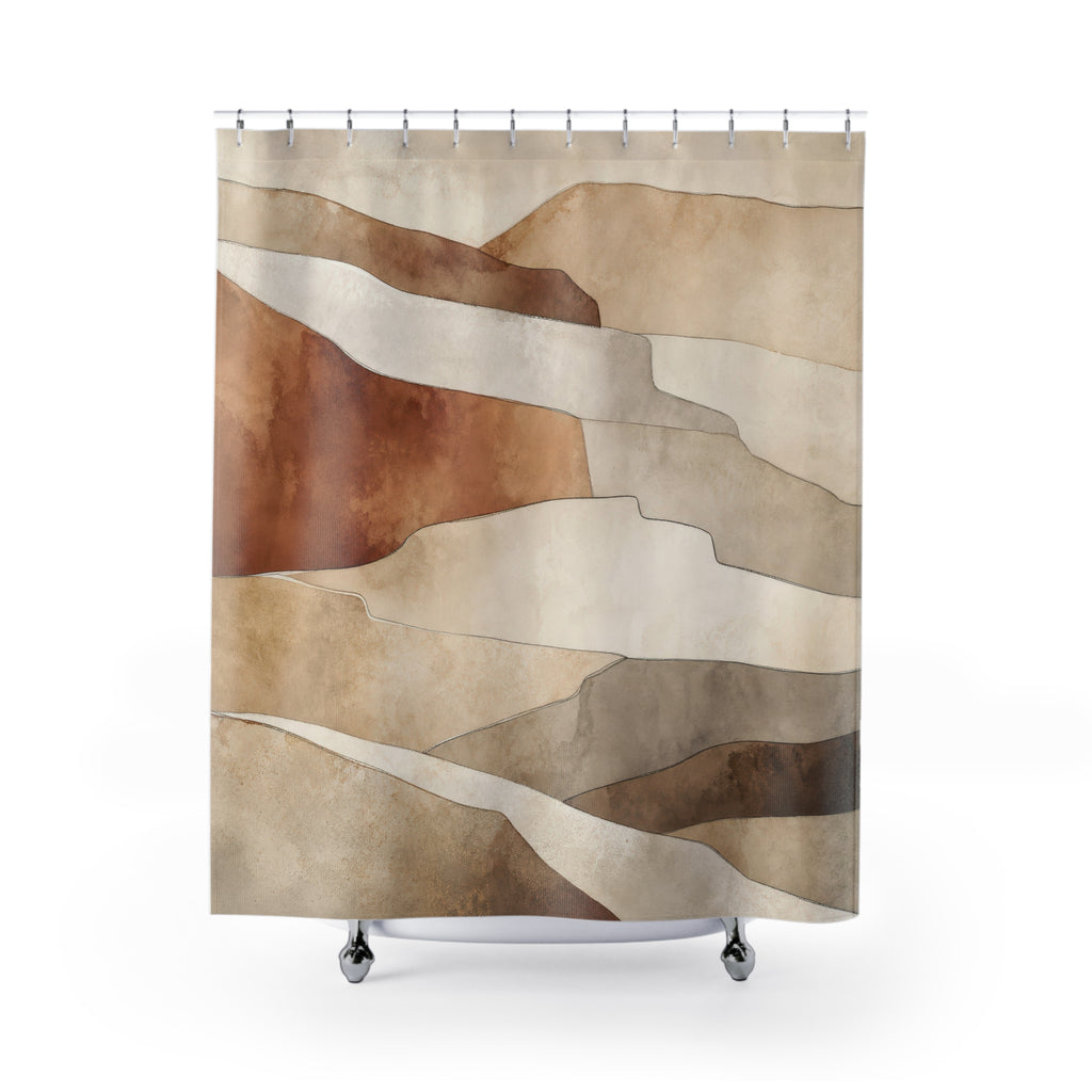 Warm Beige Abstract Landscape Shower Curtain
