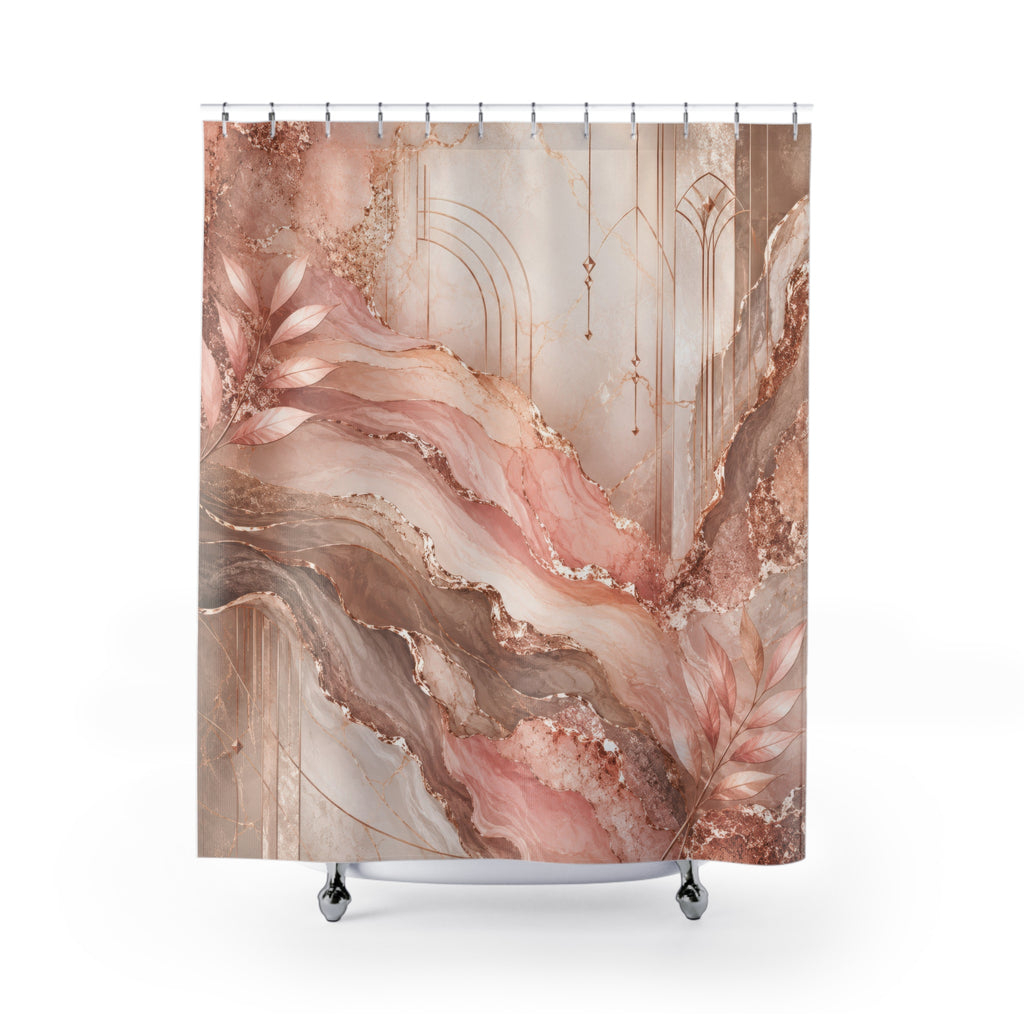 Rose Gold Shower Curtain: Art Deco Marble