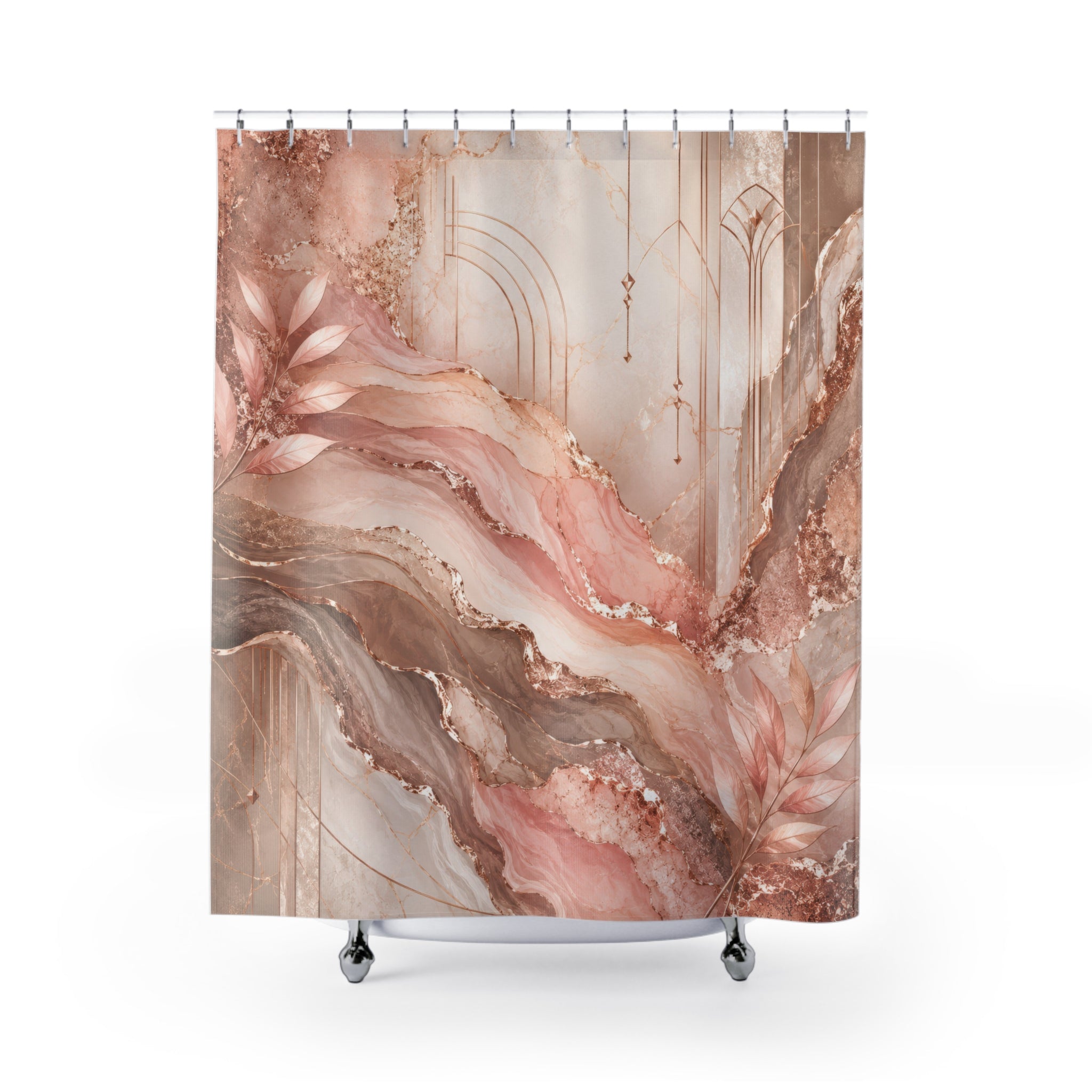 Rose Gold Shower Curtain: Art Deco Marble