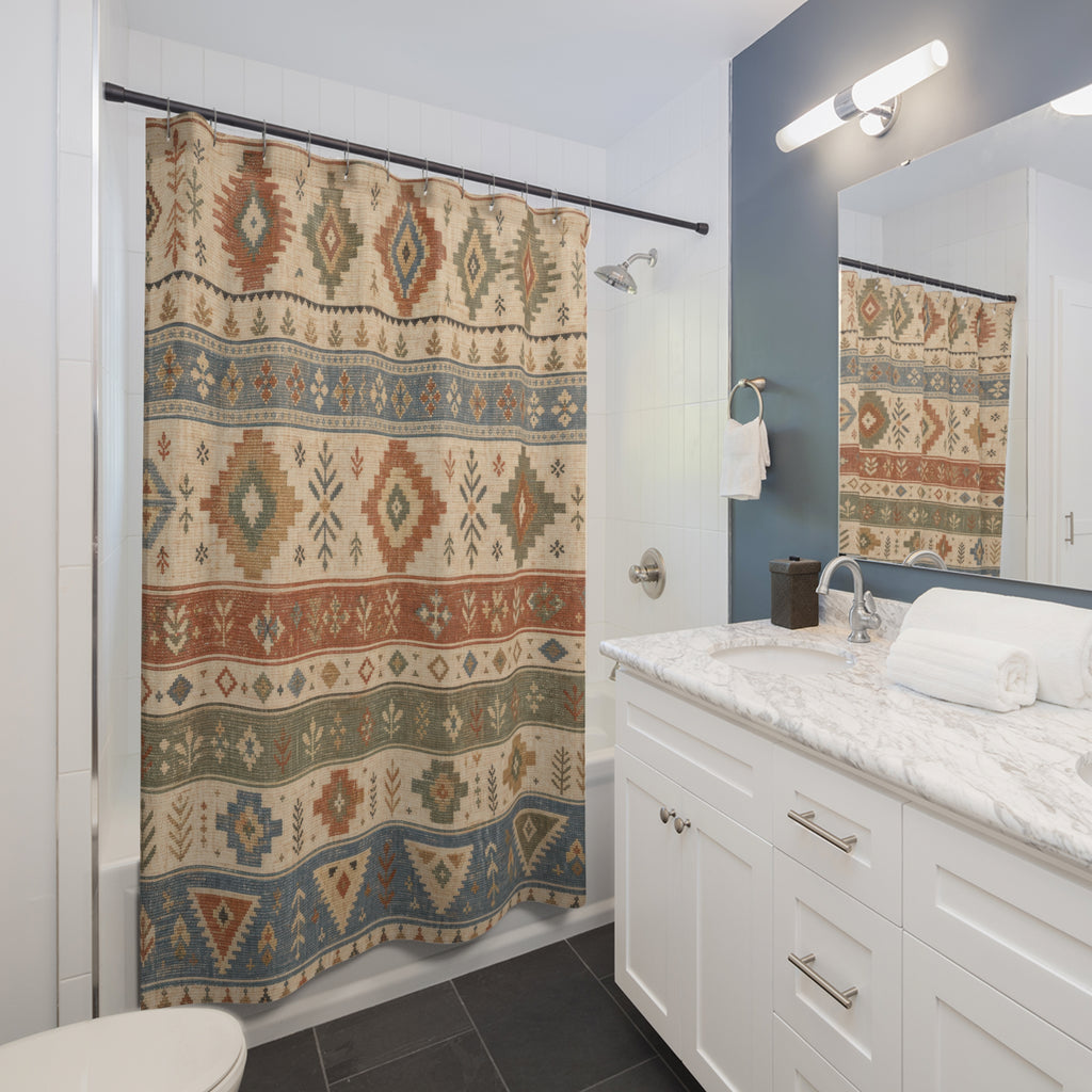 Southwestern Geometric Stripe Shower Curtain
