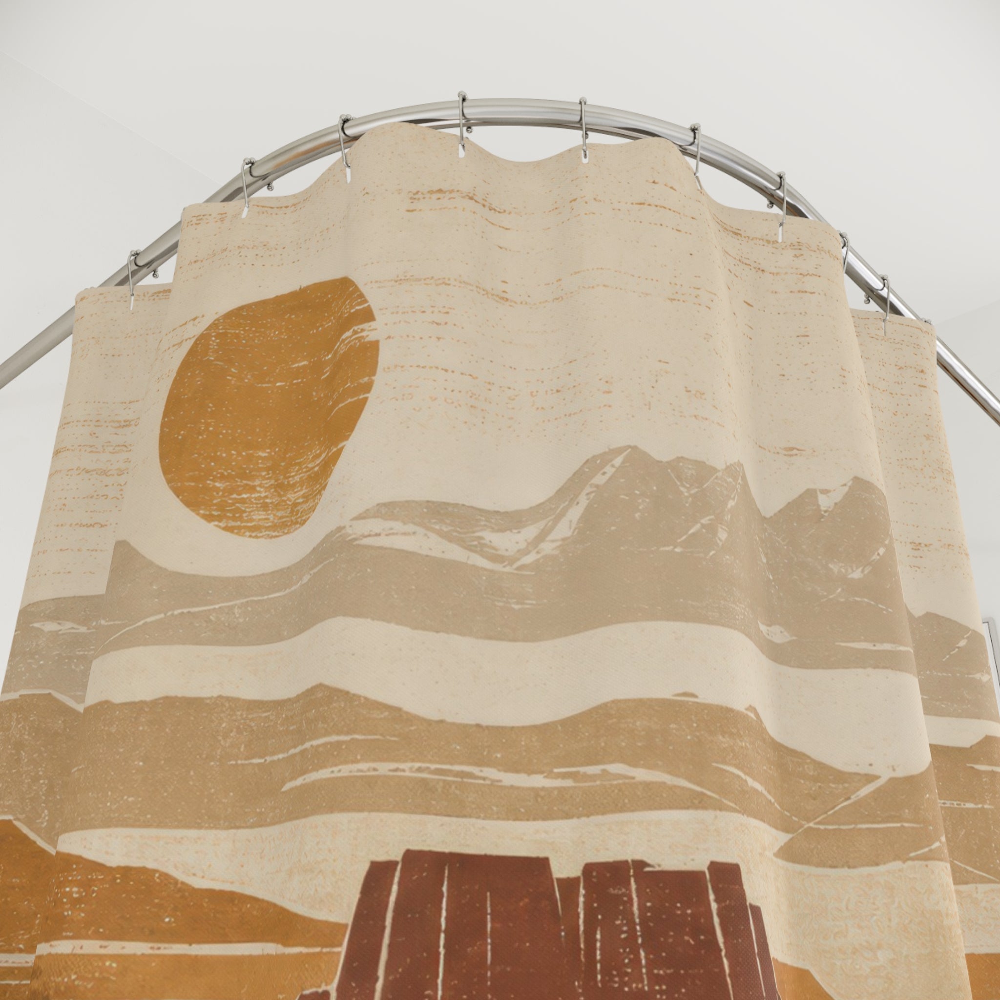 Desert Sunset Block Print Shower Curtain