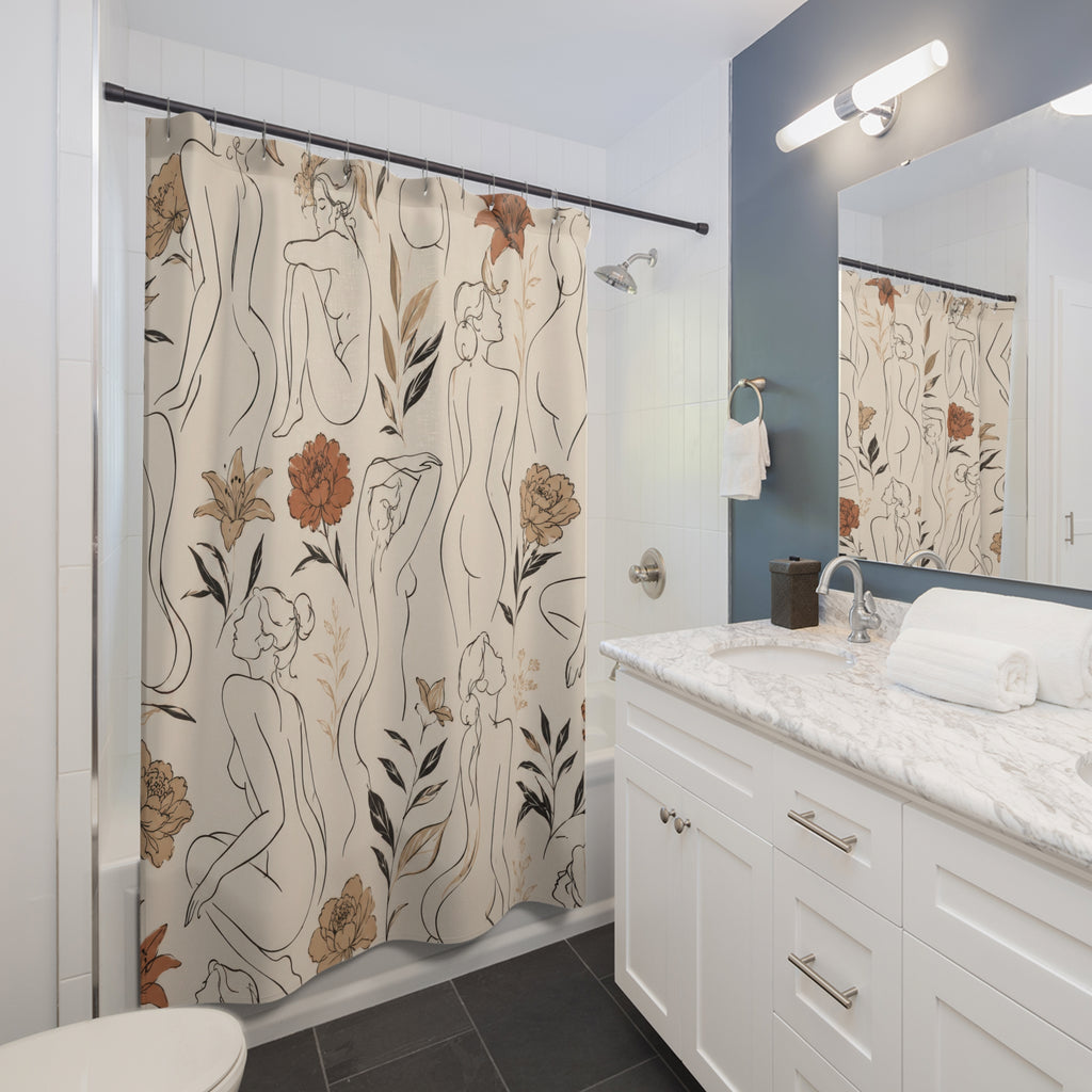 Sexy Shower Curtain: Nude Line Floral