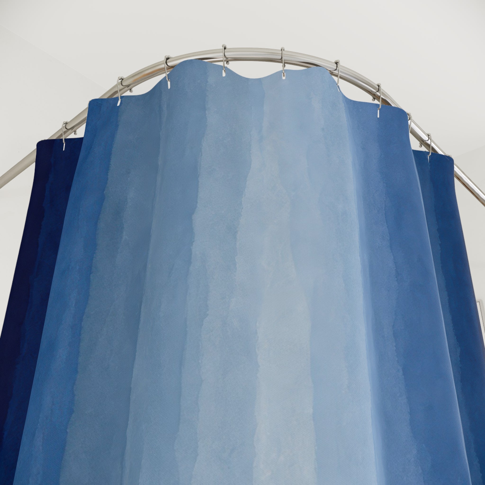 Navy Pale Blue Ombre Vertical Stripe Shower Curtain