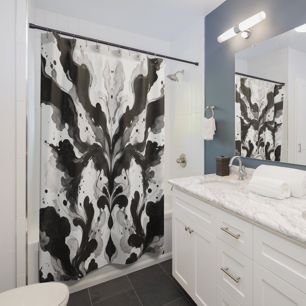 Black White Mirrored Abstract Shower Curtain