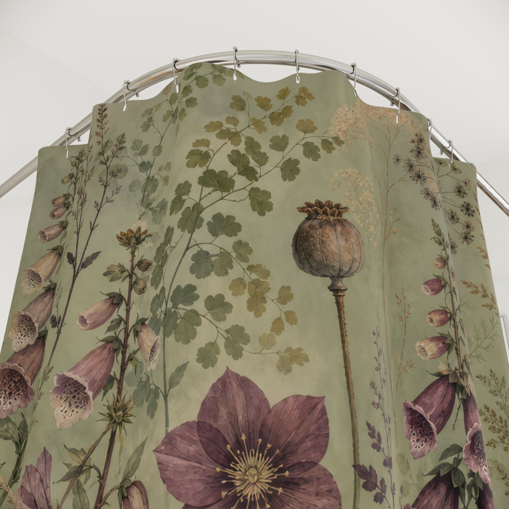 Antique Pressed Wildflower Shower Curtain