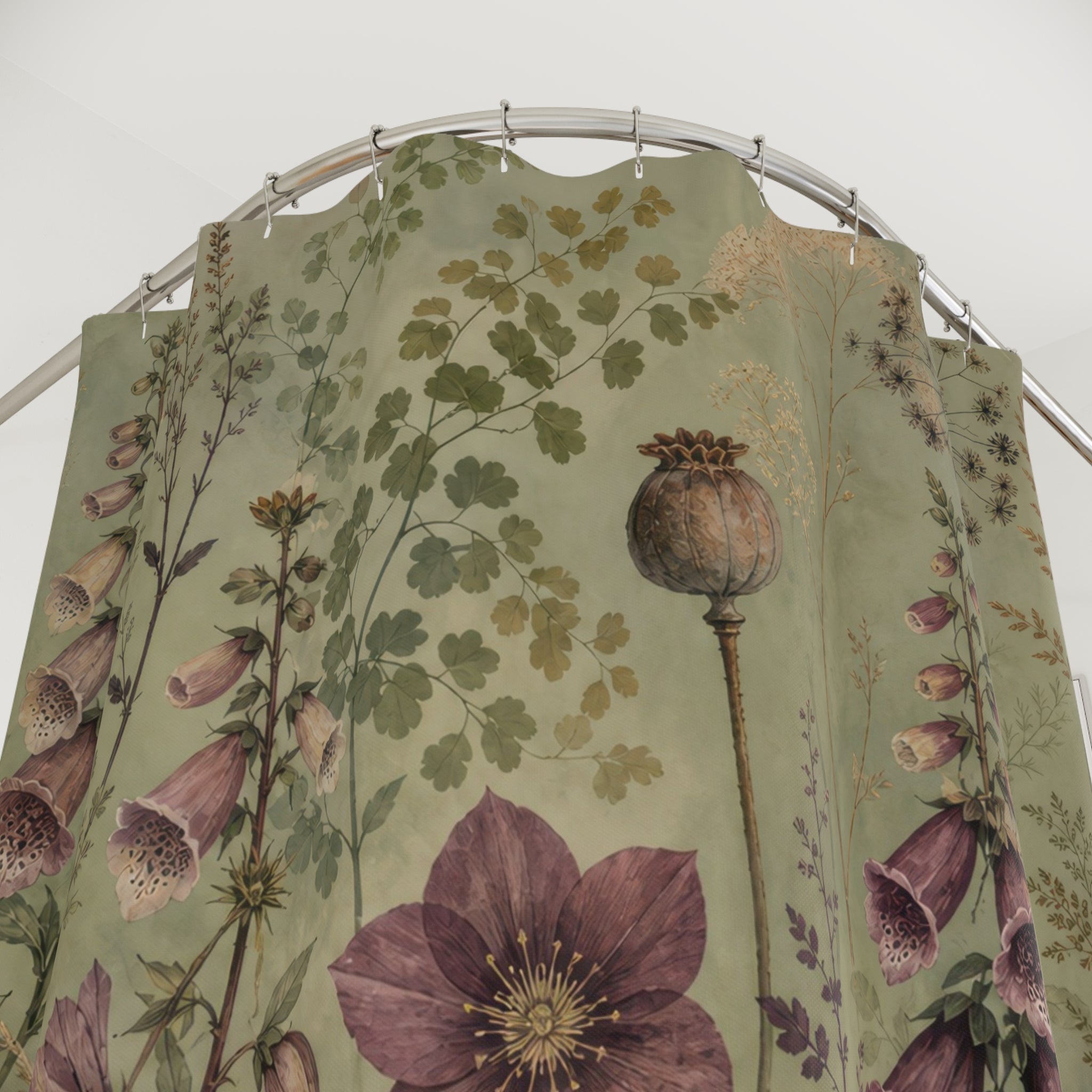 Antique Pressed Wildflower Shower Curtain
