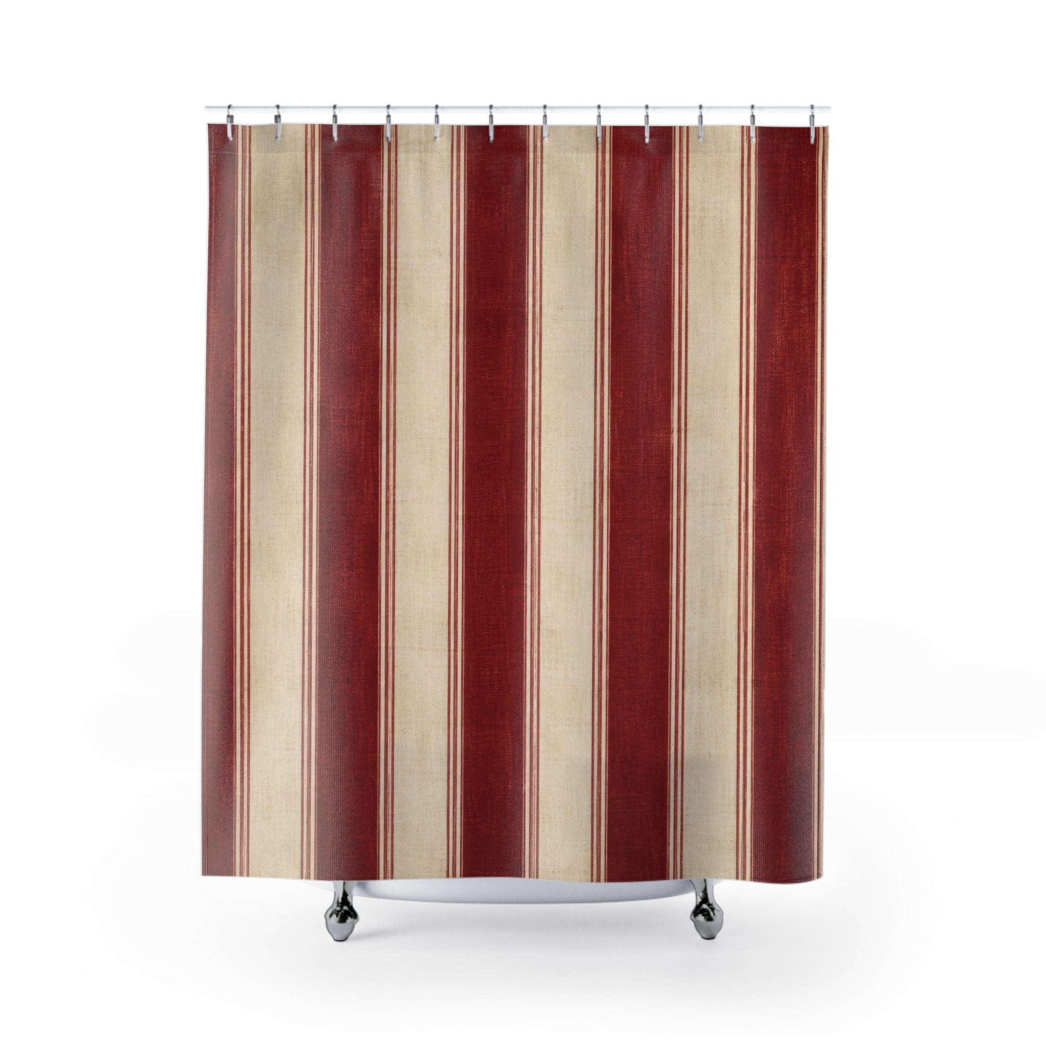 Red and White Striped Shower Curtain: Antique Awning Stripe