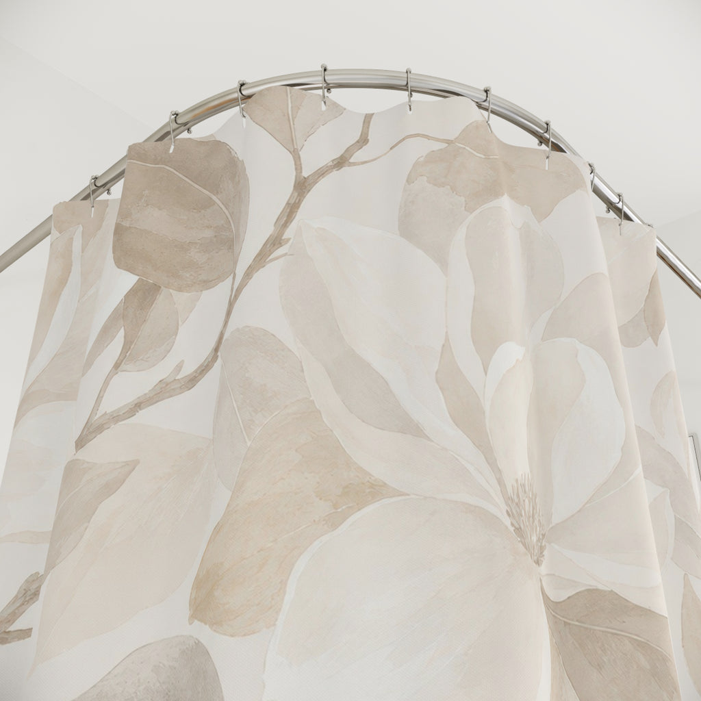Beige Magnolia Botanical Shower Curtain