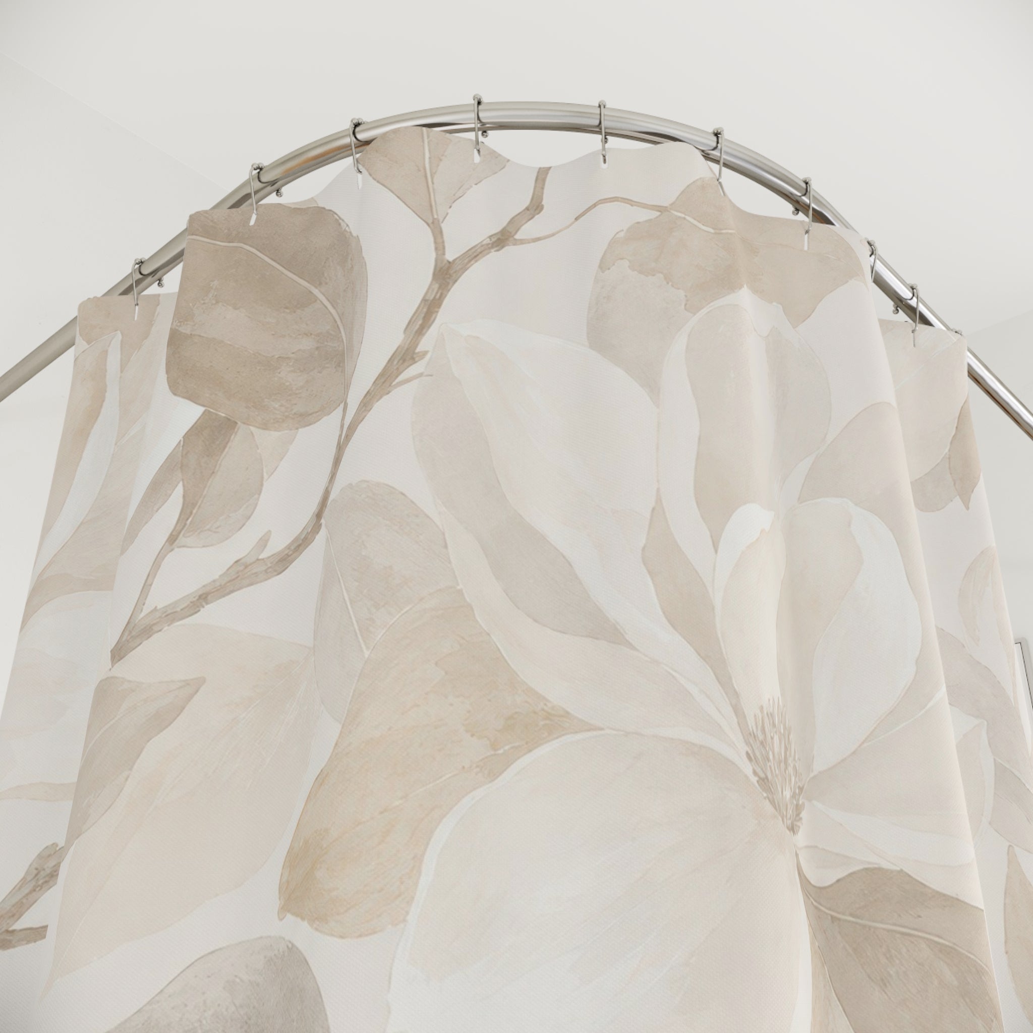 Beige Magnolia Botanical Shower Curtain