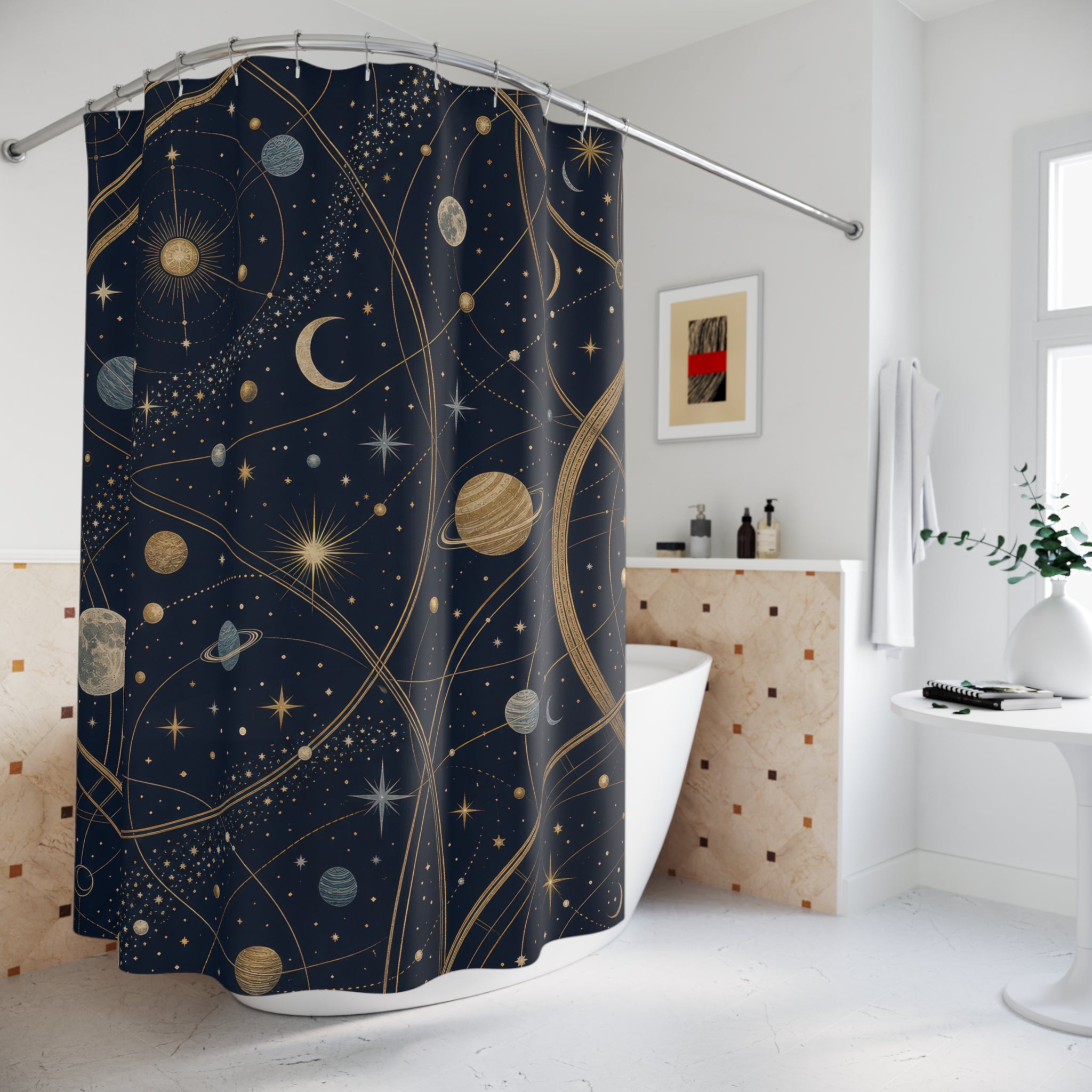 Moon Star Celestial Shower Curtain