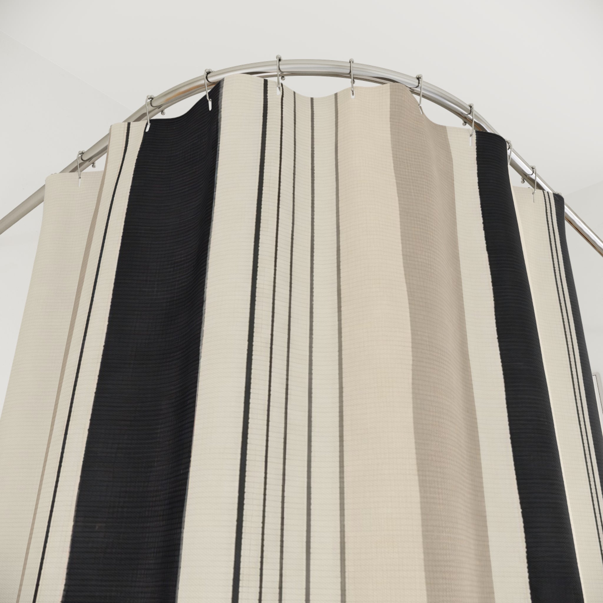 Black Beige Vertical Stripe Shower Curtain