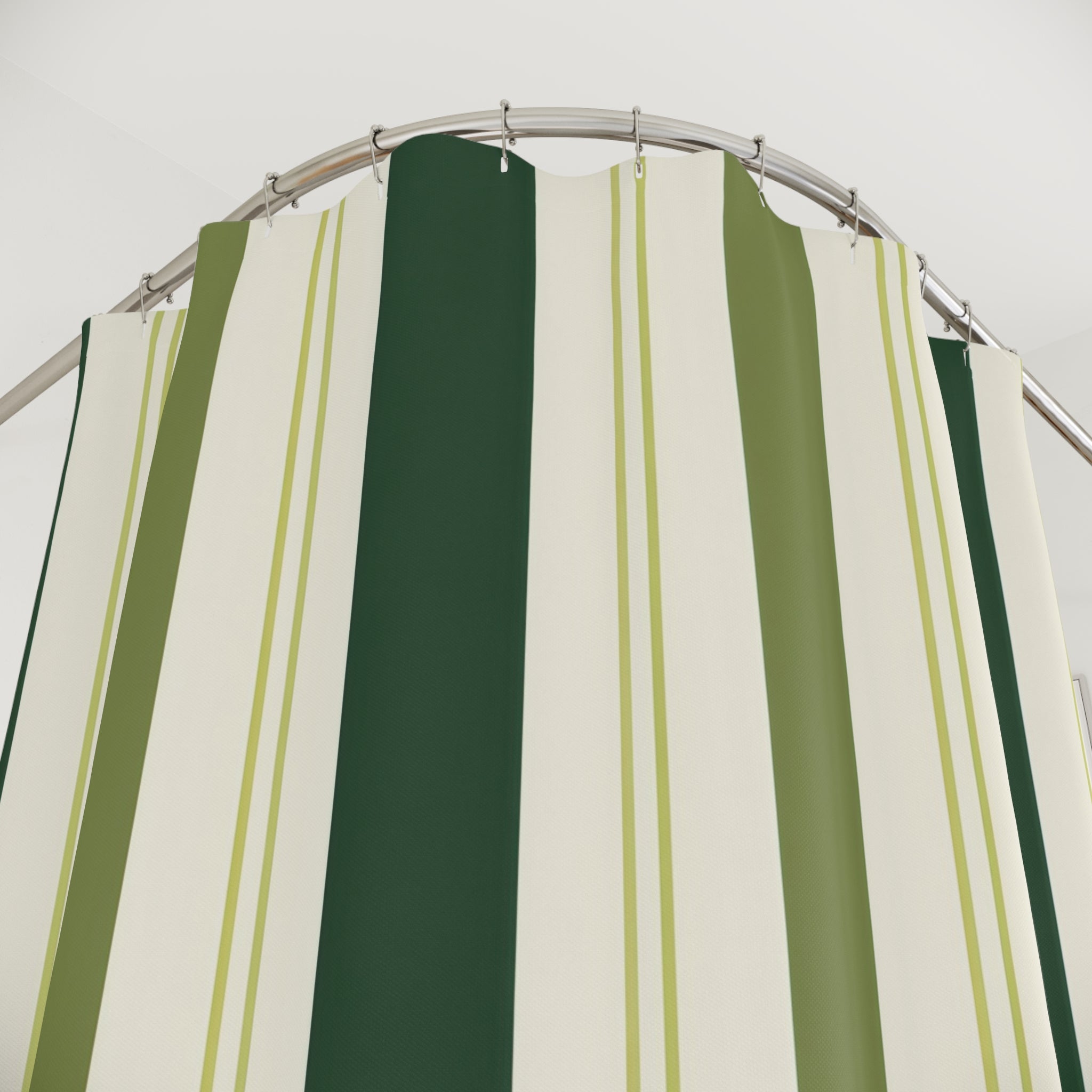 Forest Green Olive Vertical Stripe Shower Curtain
