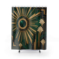 Emerald Art Deco Sunburst Shower Curtain