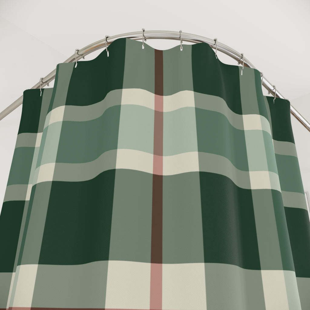 Green Plaid Shower Curtain: Forest Tartan Buffalo