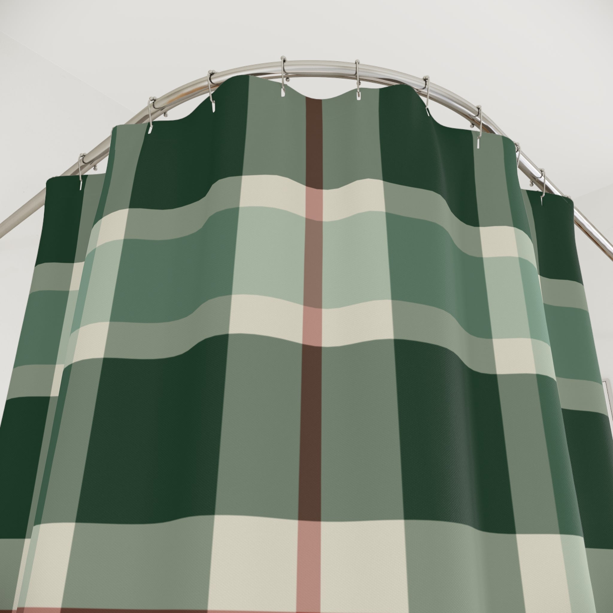 Green Plaid Shower Curtain: Forest Tartan Buffalo