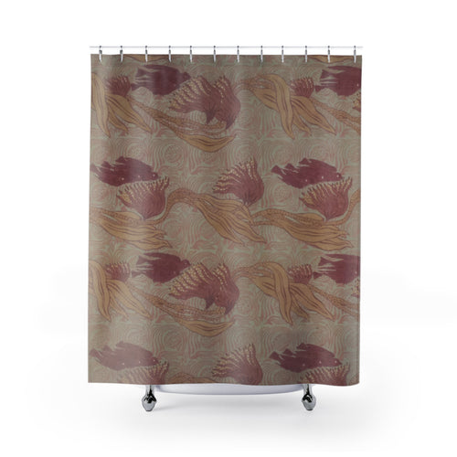 Art Nouveau Bird Shower Curtain – Blush & Tan