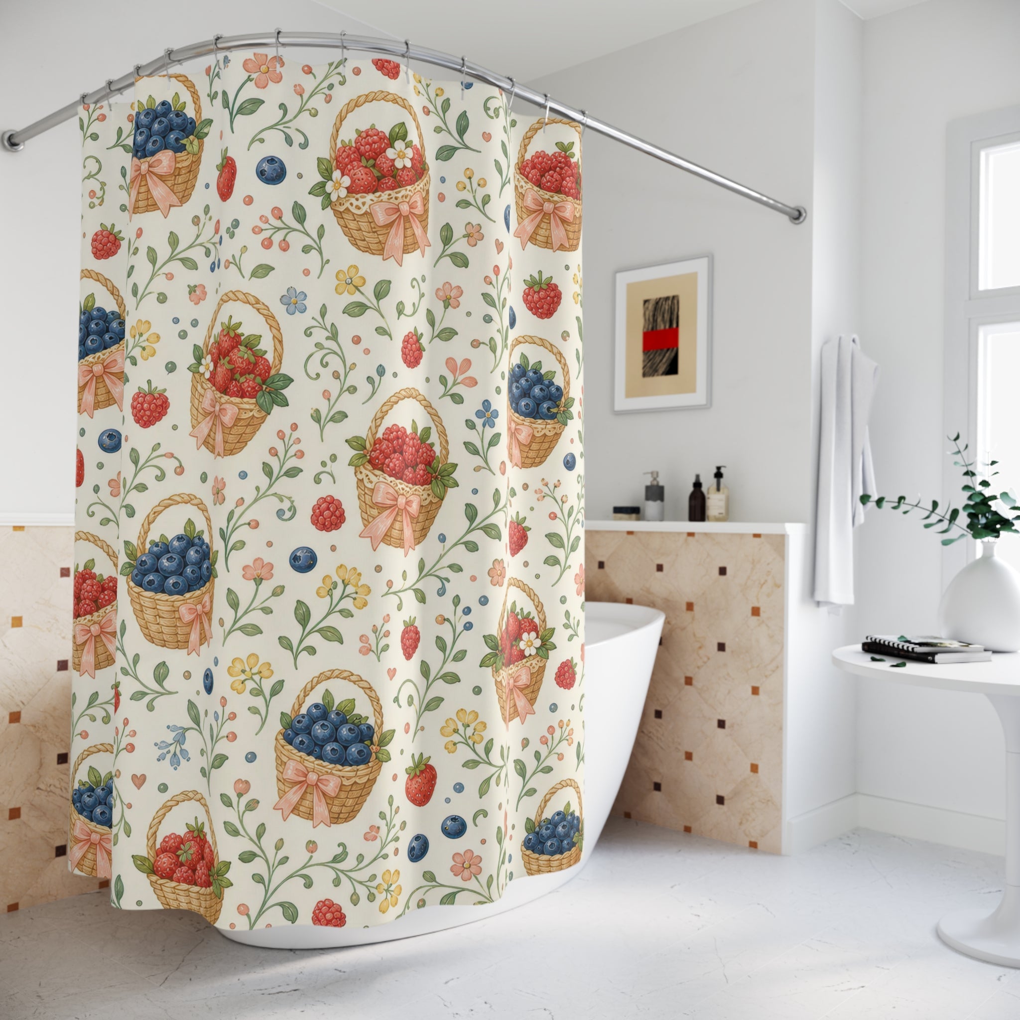 Cute Fruit Strawberry Shower Curtain