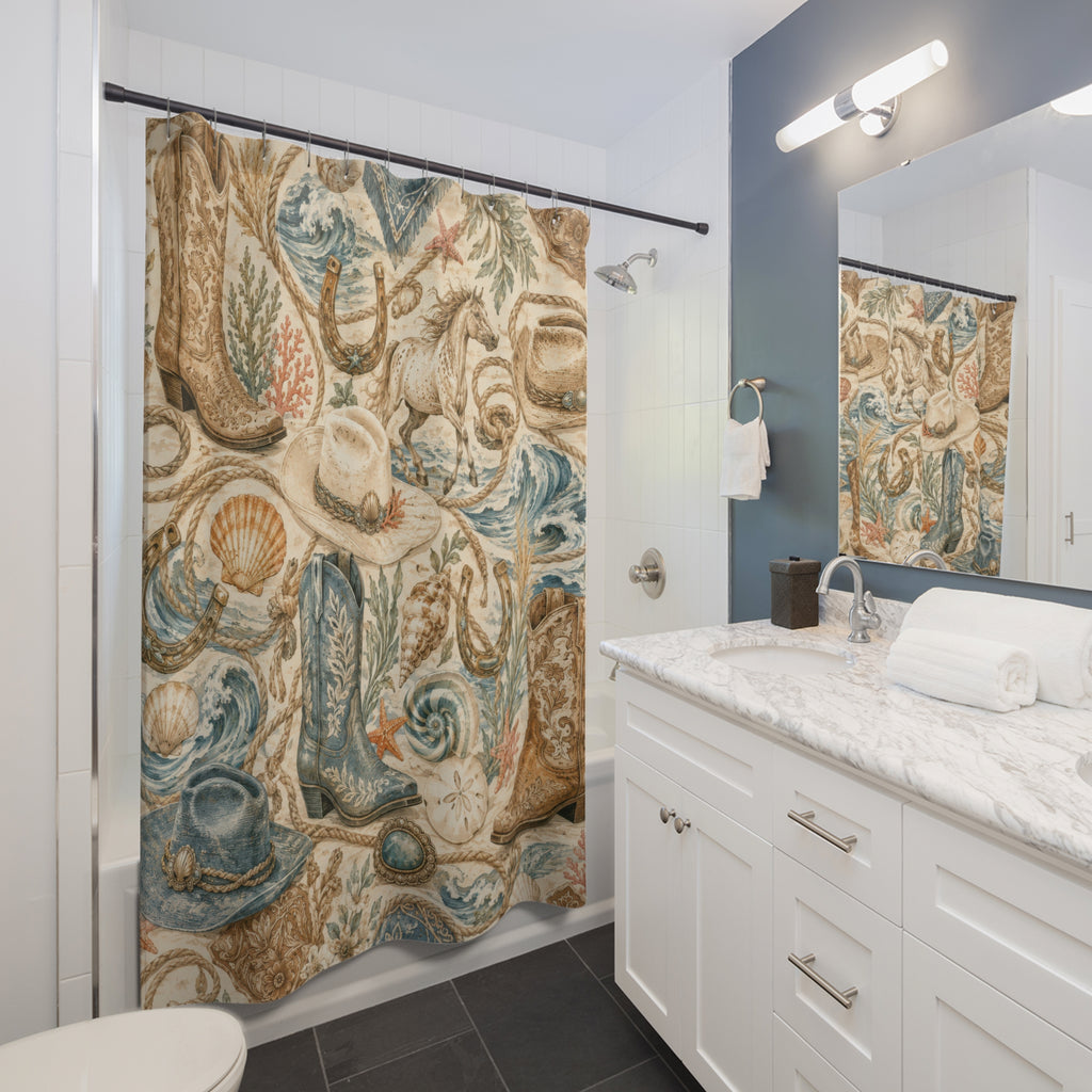 Western Boho Shower Curtain: Coastal Cowgirl