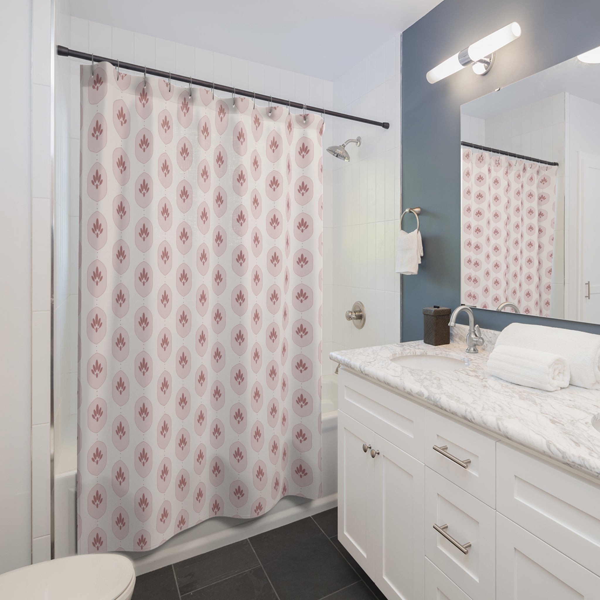 Blush Pink Damask Shower Curtain – Rose Ogee