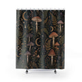 Dark Mushroom Shower Curtain, Black Woodland Bathroom Decor, Mushroom Botanical Bath Curtain, Moody Guest Bathroom Decor, Forest Bath Decor