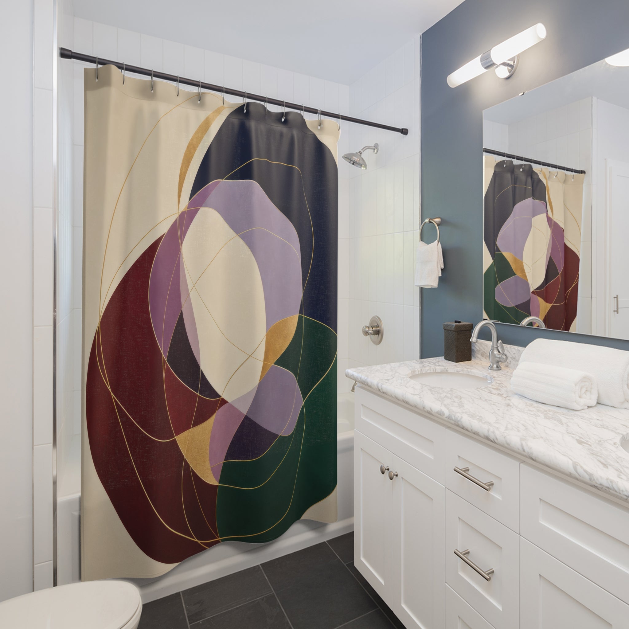 Contemporary Jewel Abstract Shower Curtain