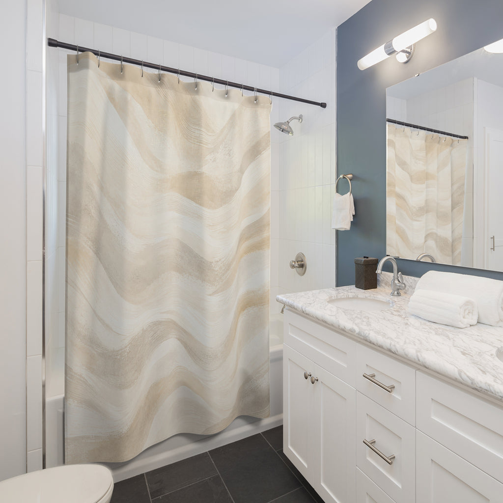 Ivory Cream Wave Shower Curtain