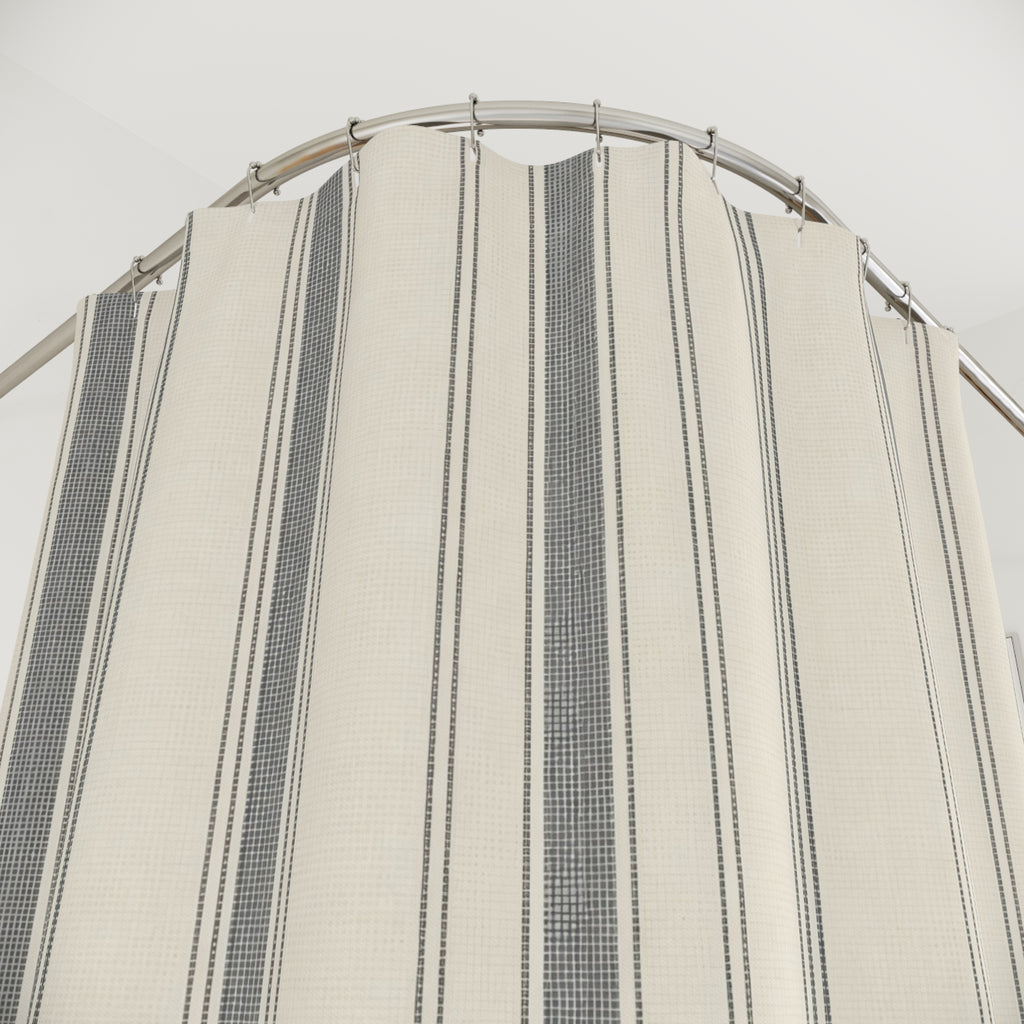 Grey Ivory French Ticking Shower Curtain