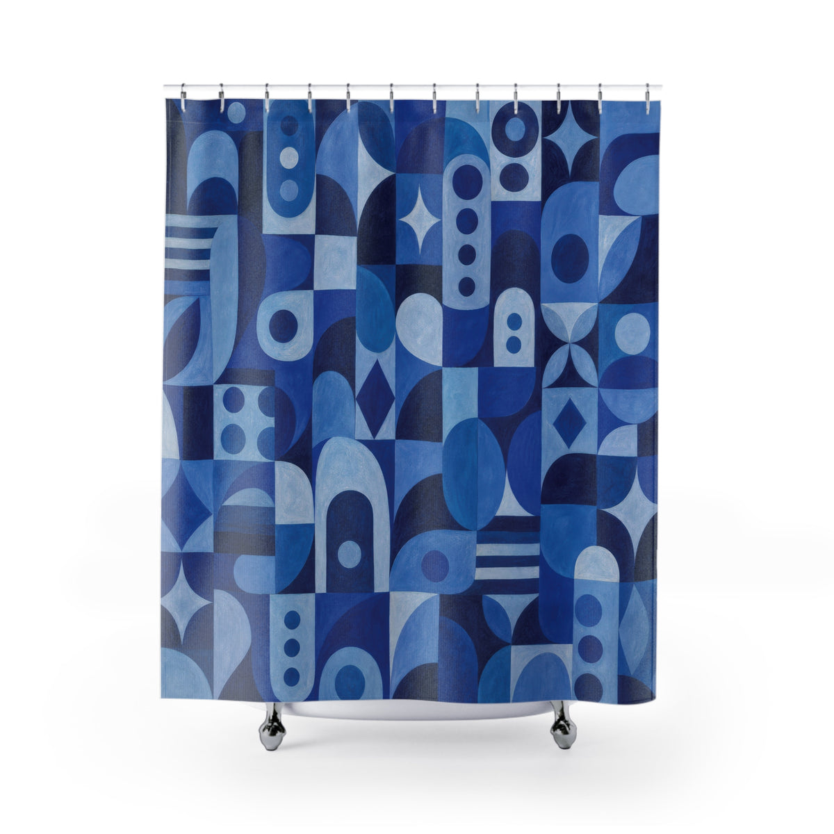 Blue Geometric Shower Curtain