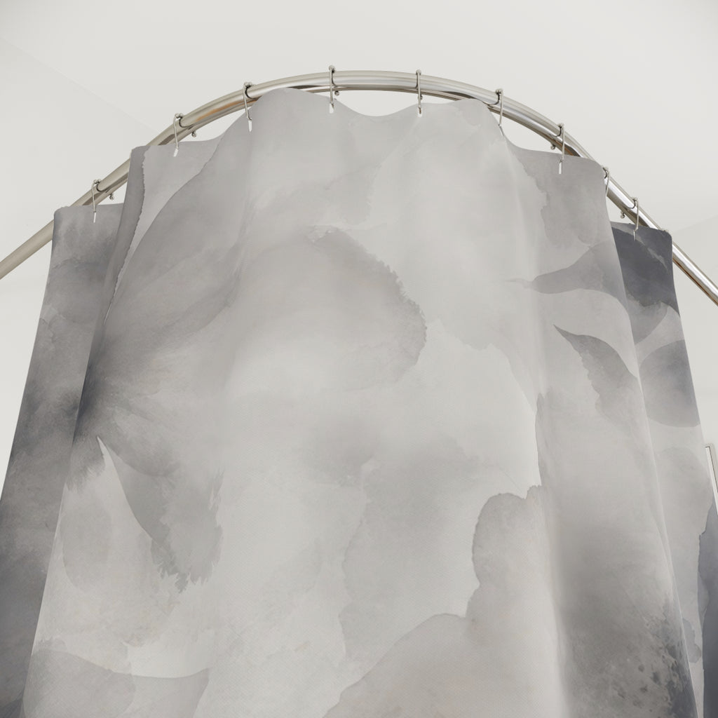 Watercolor Gray Floral Shower Curtain