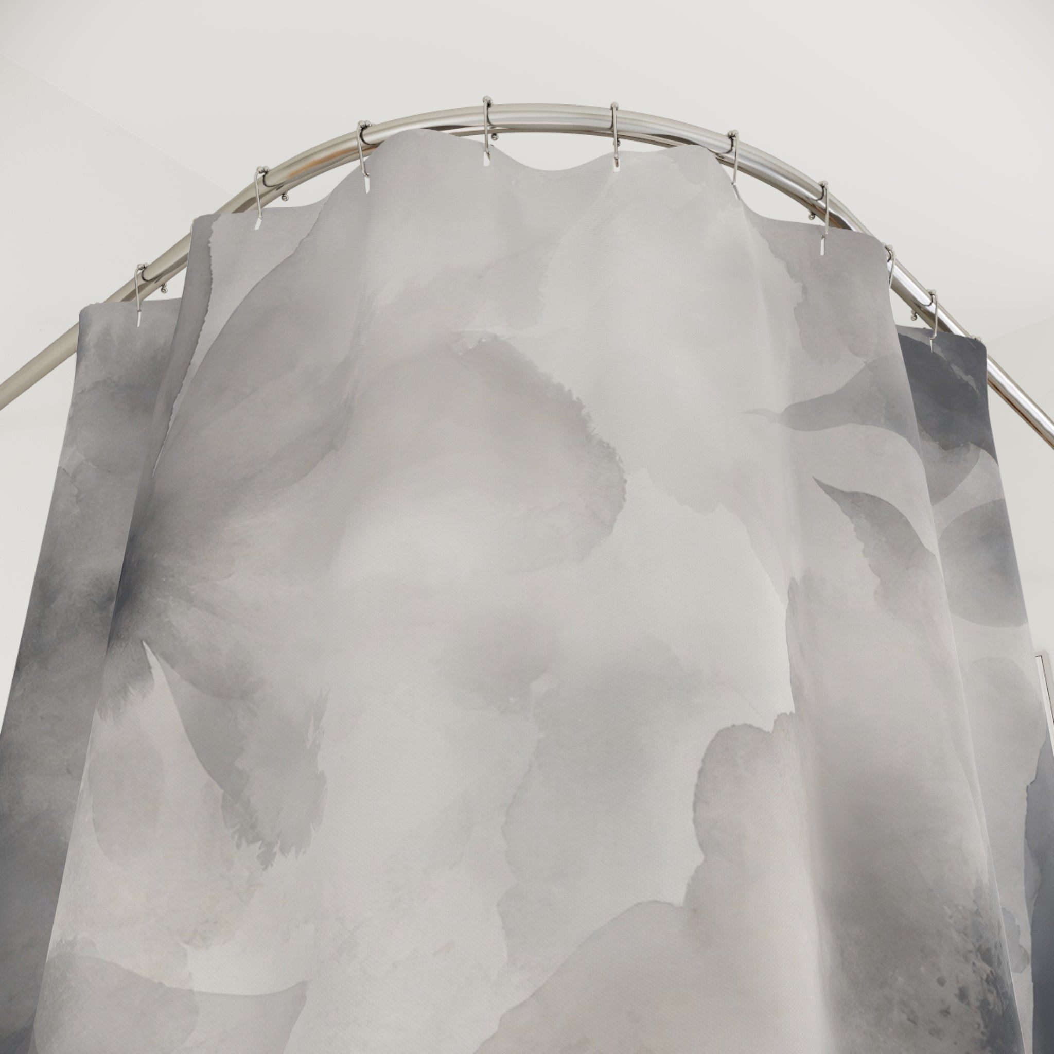 Watercolor Gray Floral Shower Curtain