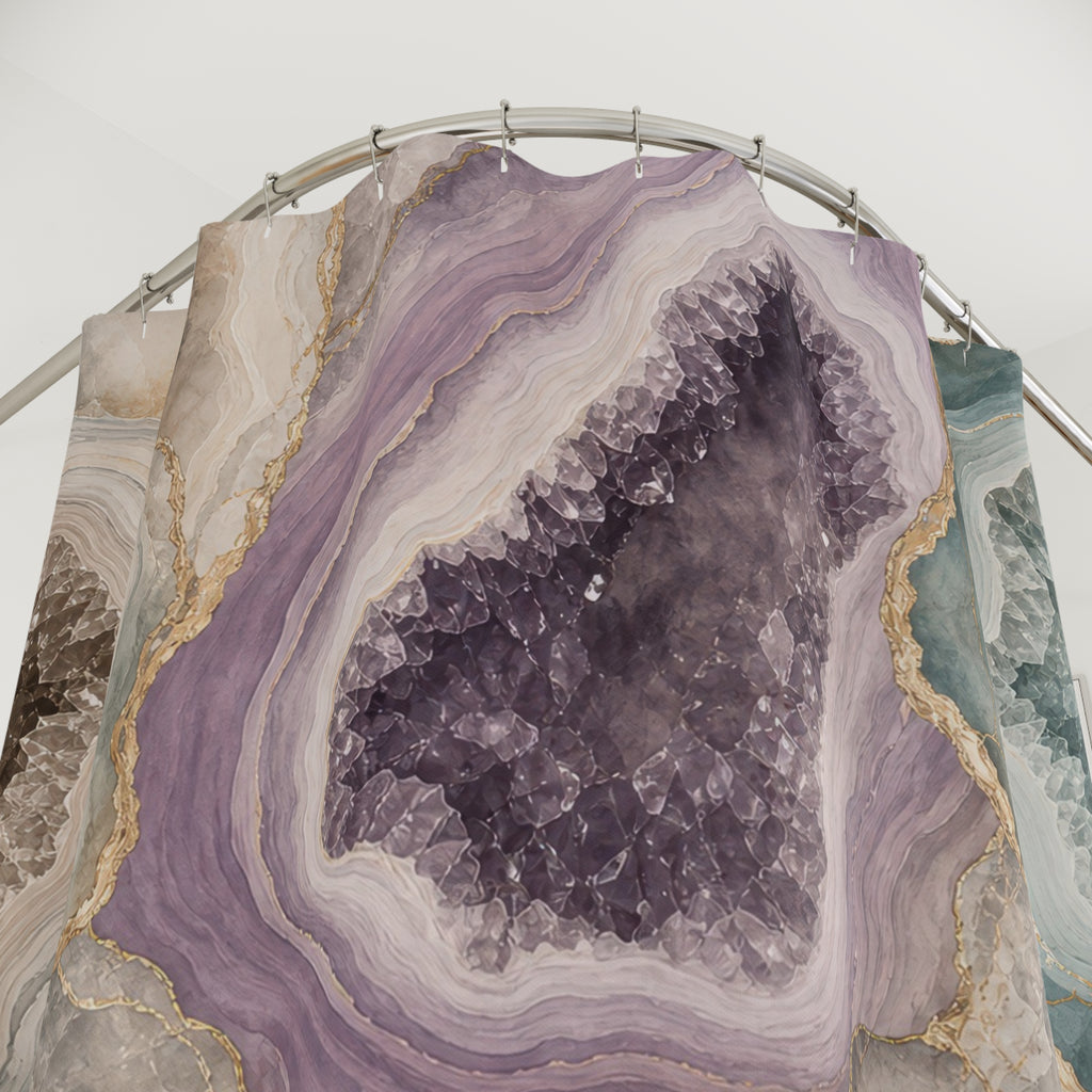 Teal Lavender Geode Shower Curtain
