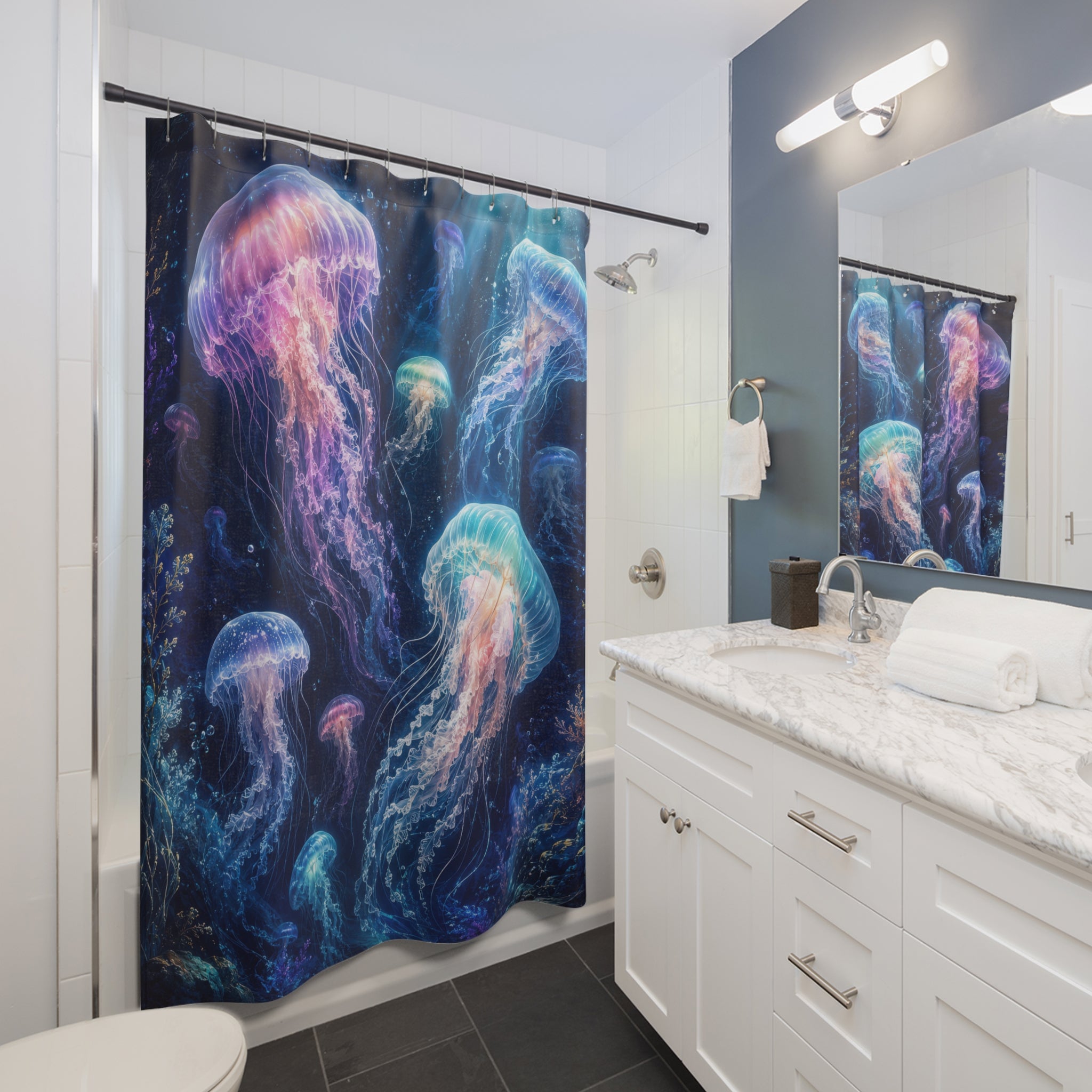 Jellyfish Shower Curtain: Blue Ocean