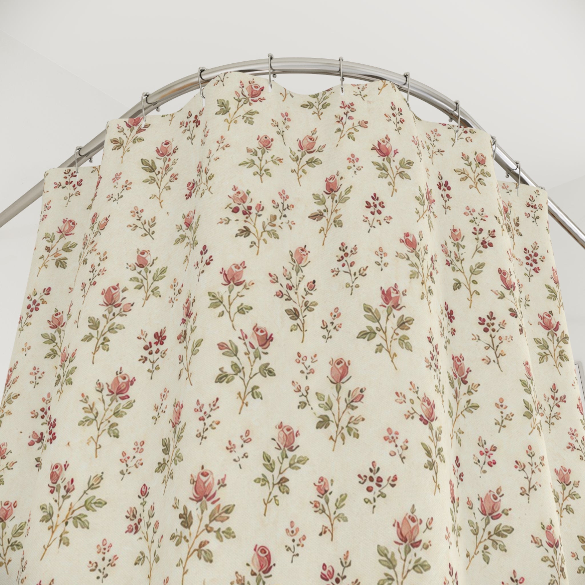 Pink Rose Floral Shower Curtain