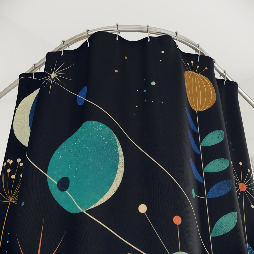 Orbital Garden Mid Century Shower Curtain