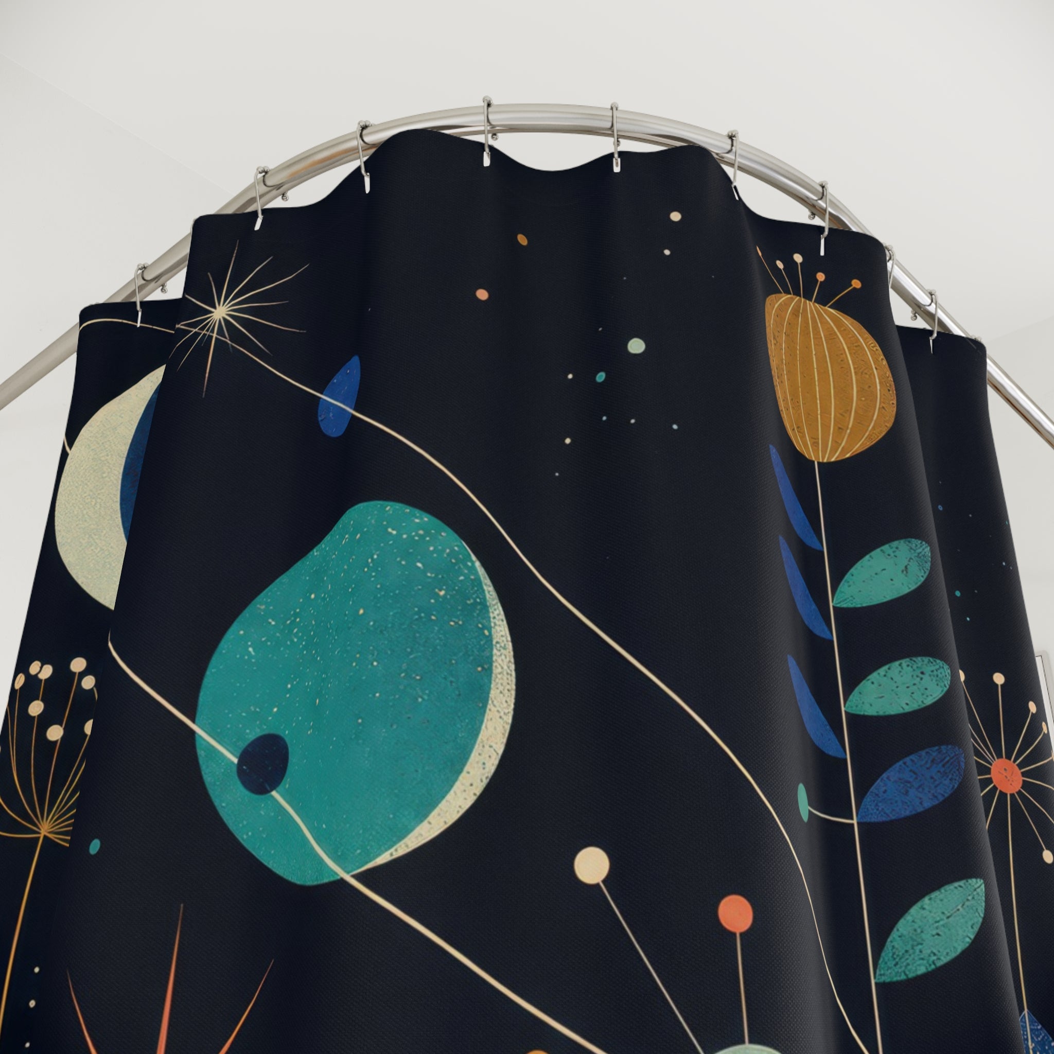 Orbital Garden Mid Century Shower Curtain