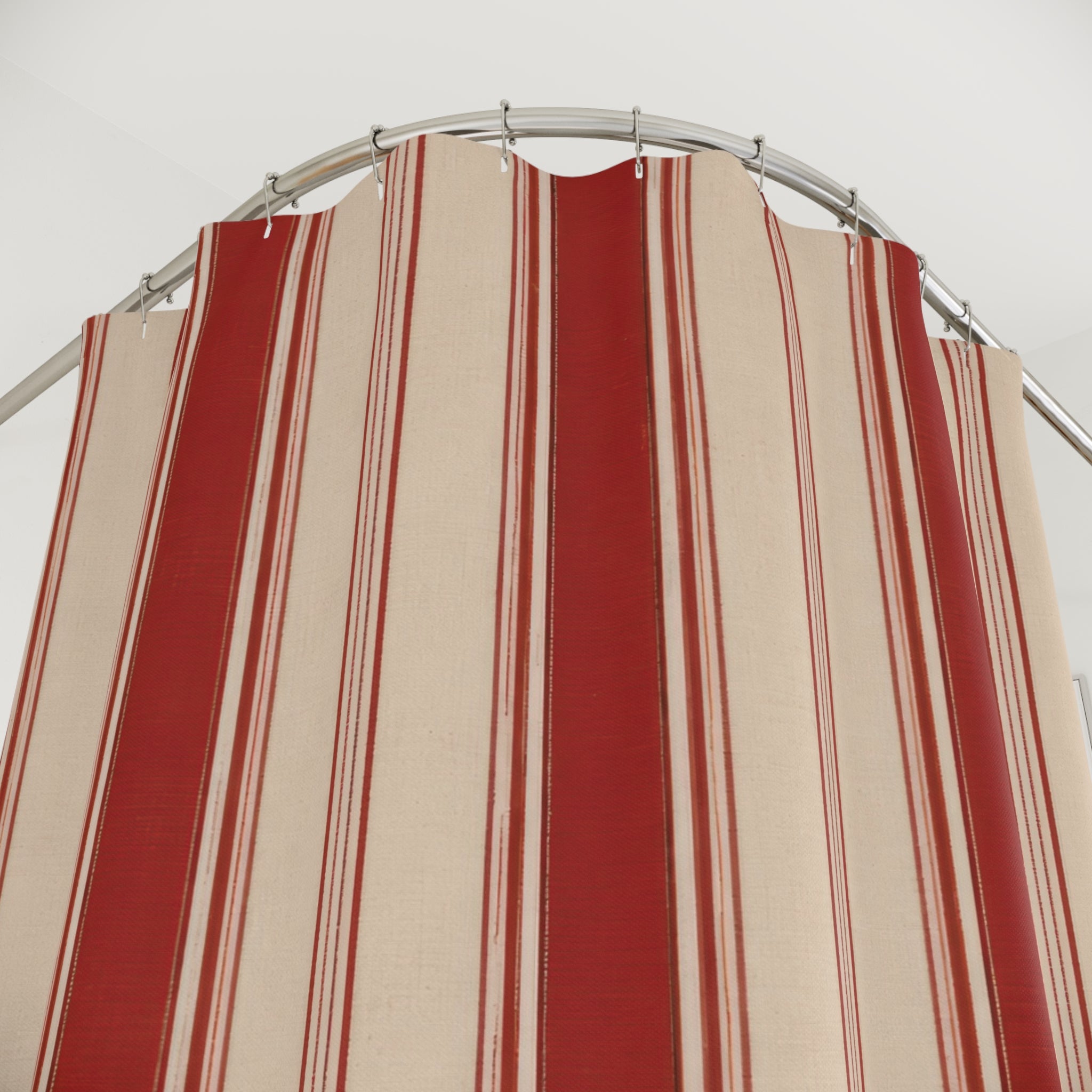 Red White Vintage Hotel Stripe Shower Curtain