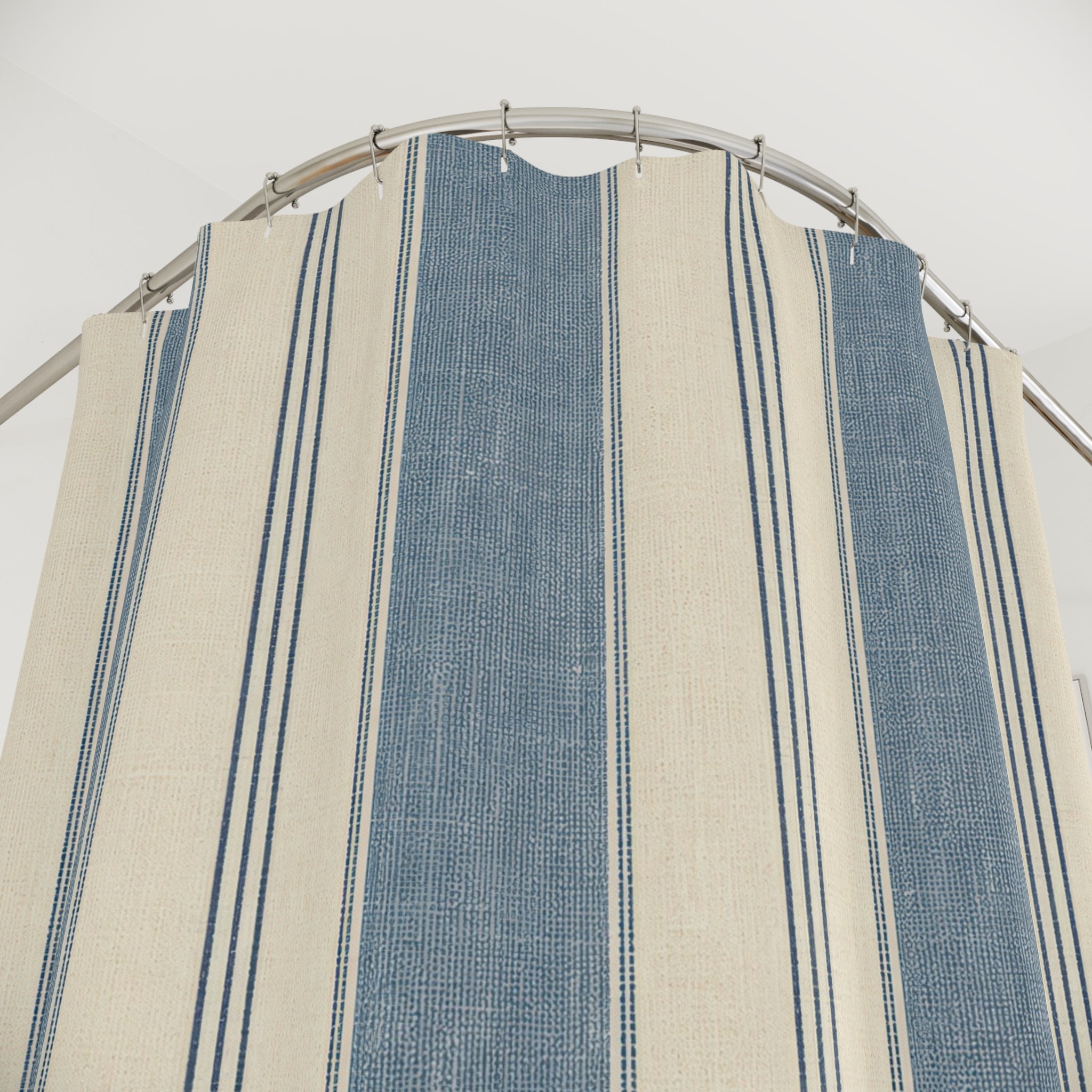 Soft Denim Awning Stripe Shower Curtain