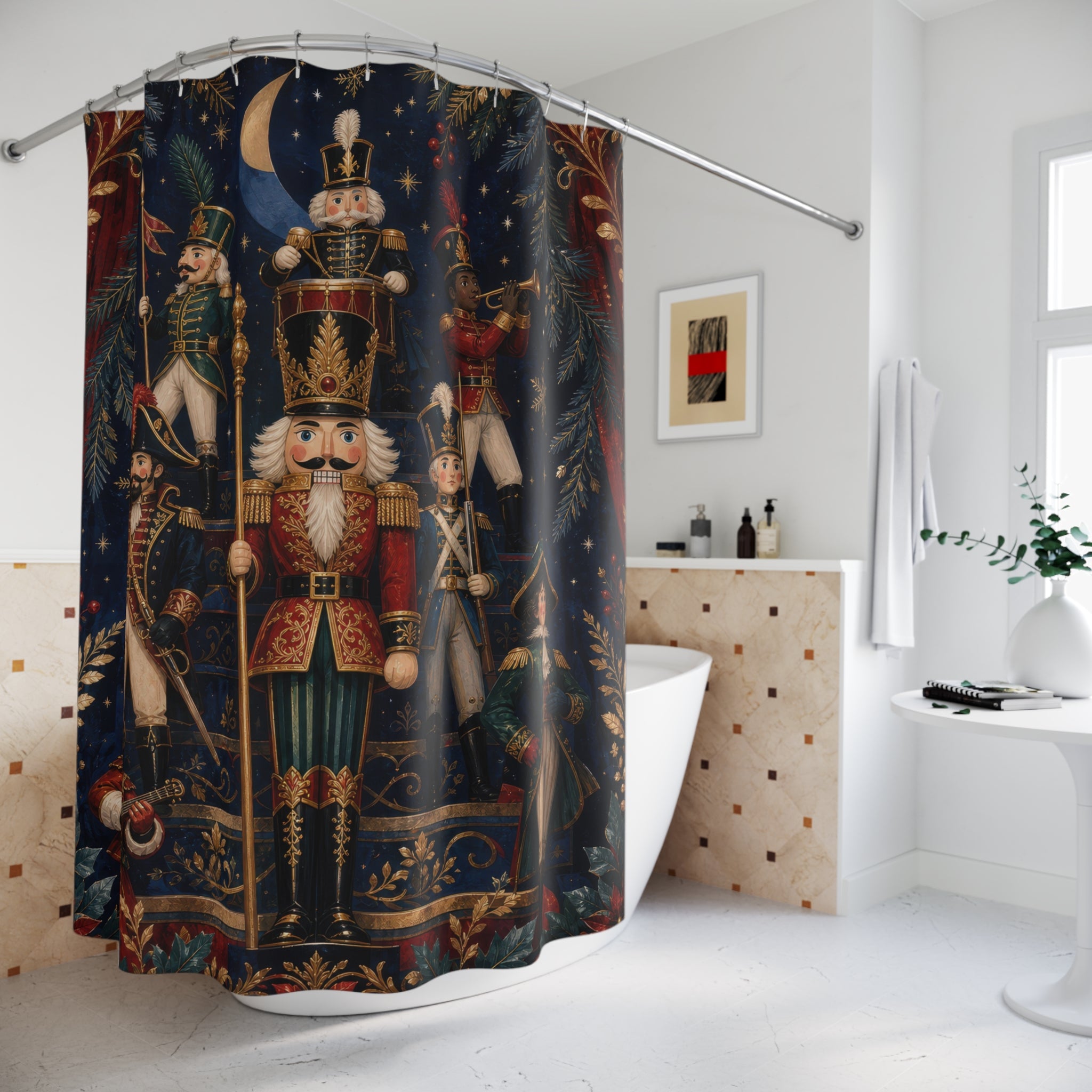 Jewel Tone Nutcracker Parade Shower Curtain