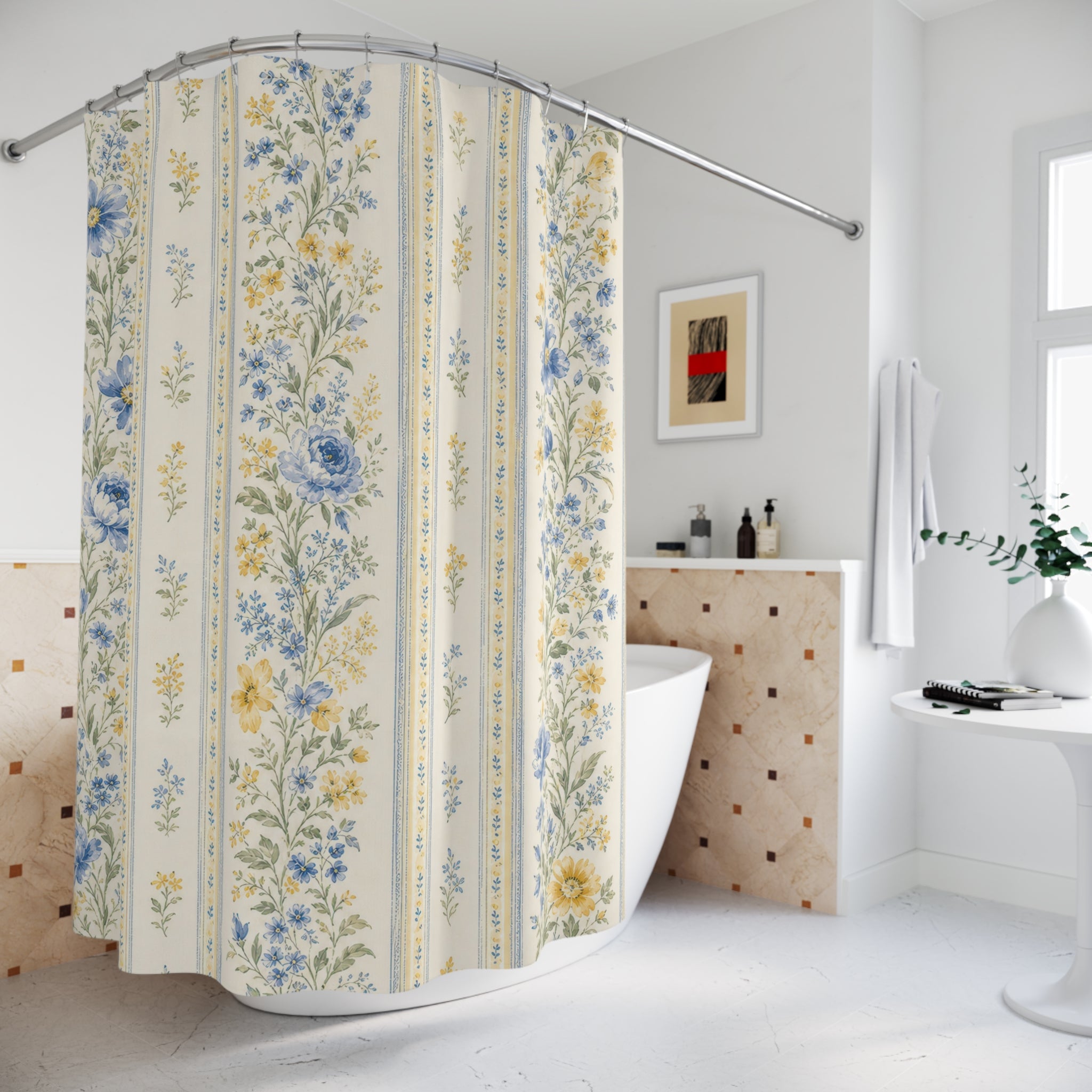 Yellow Country Stripe Shower Curtain