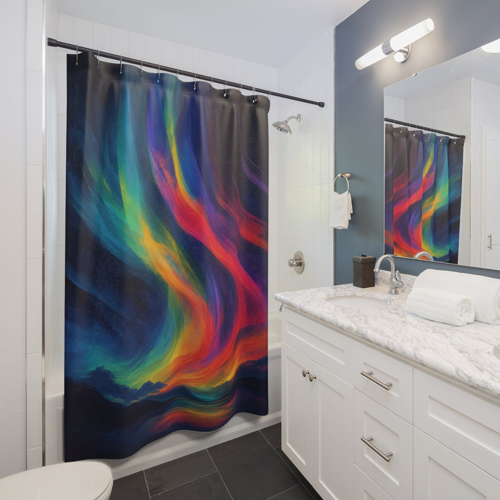 Aurora Ribbon Landscape Shower Curtain