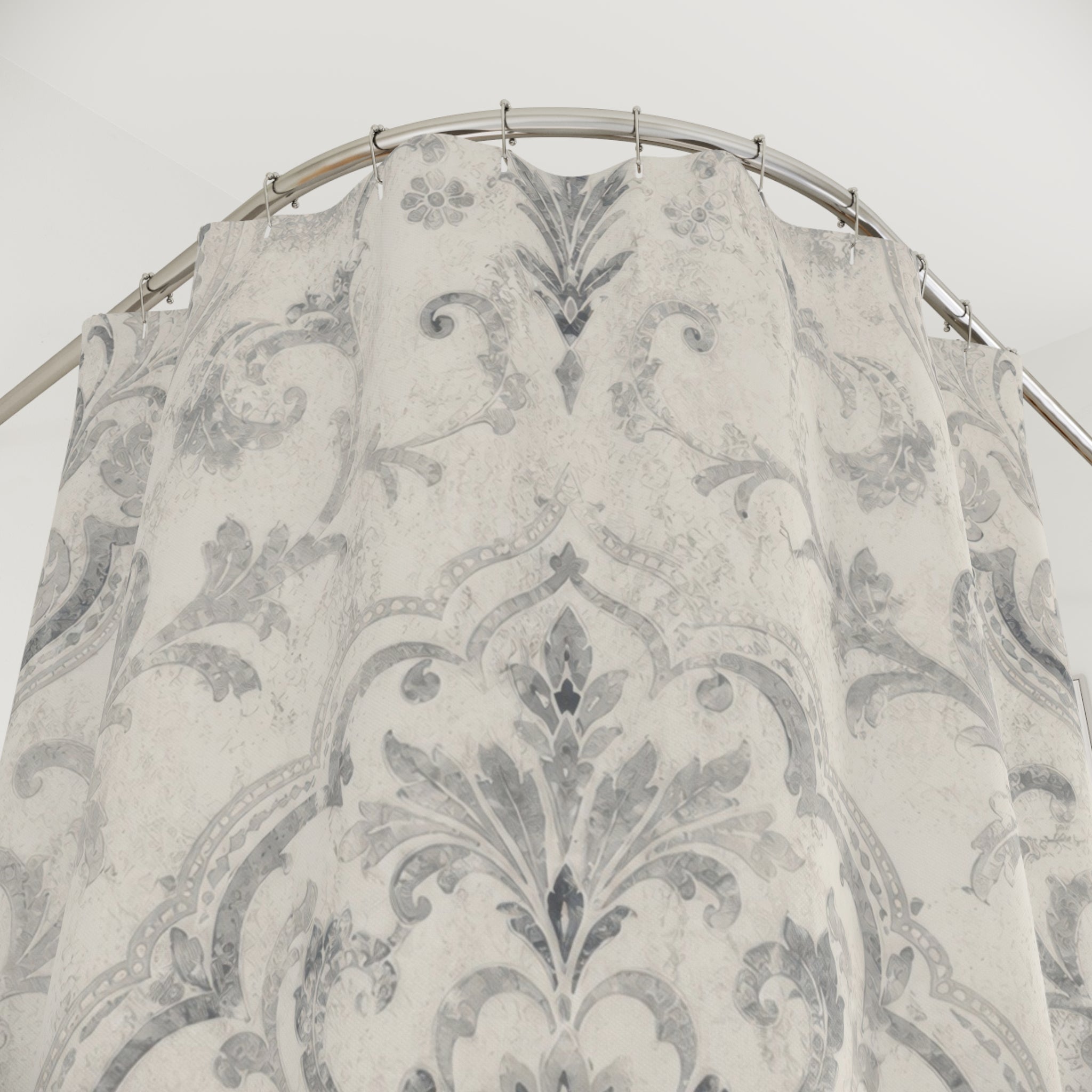 Grey Medallion Damask Shower Curtain