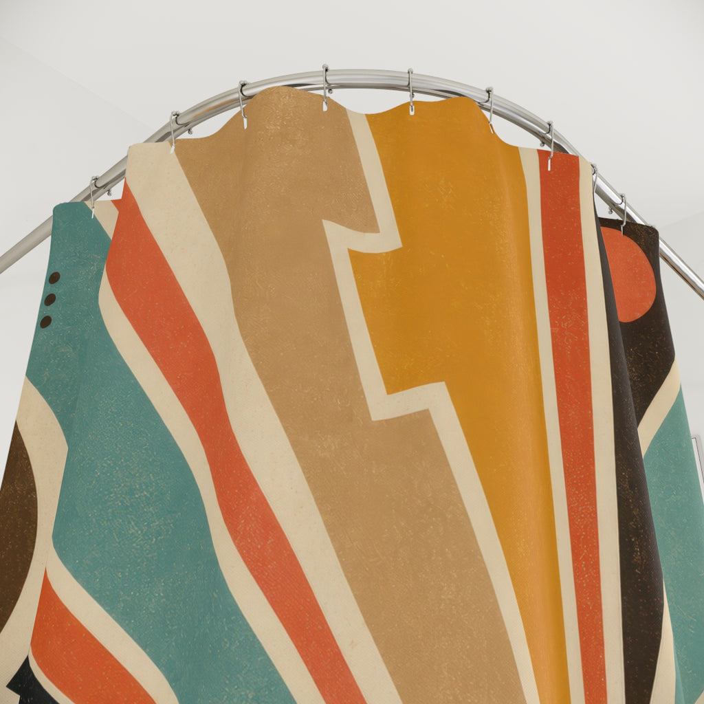 Mid Century Sunburst Geometric Shower Curtain