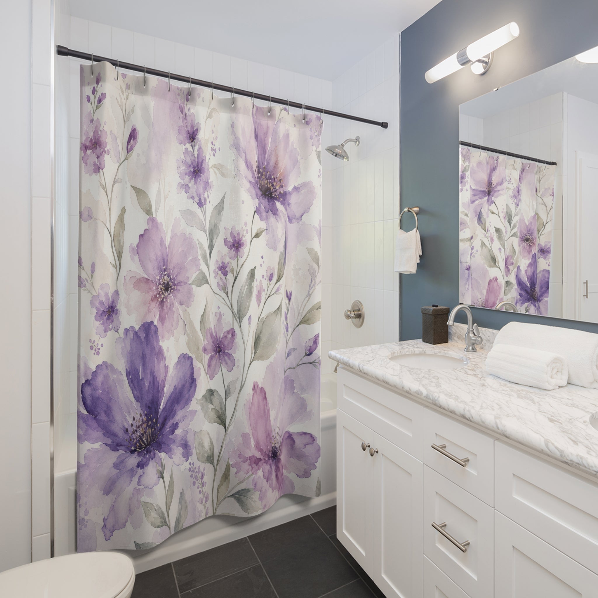 Purple Lavender Flower Shower Curtain
