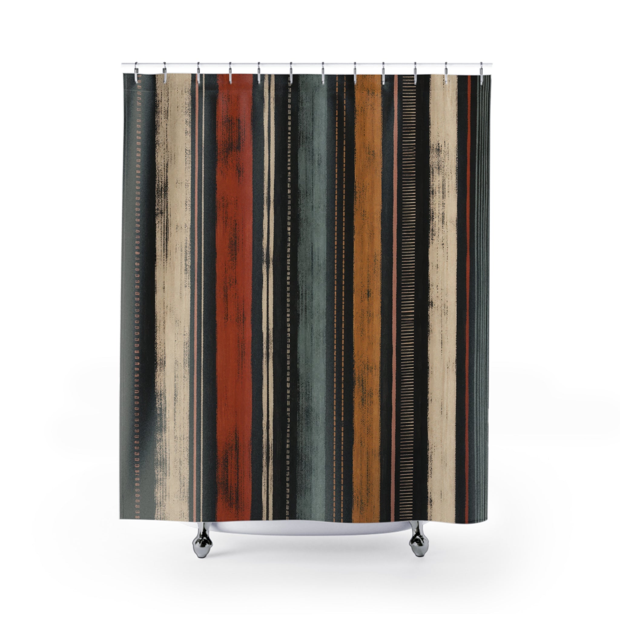 Blush Coral Terracotta Watercolor Stripe Shower Curtain