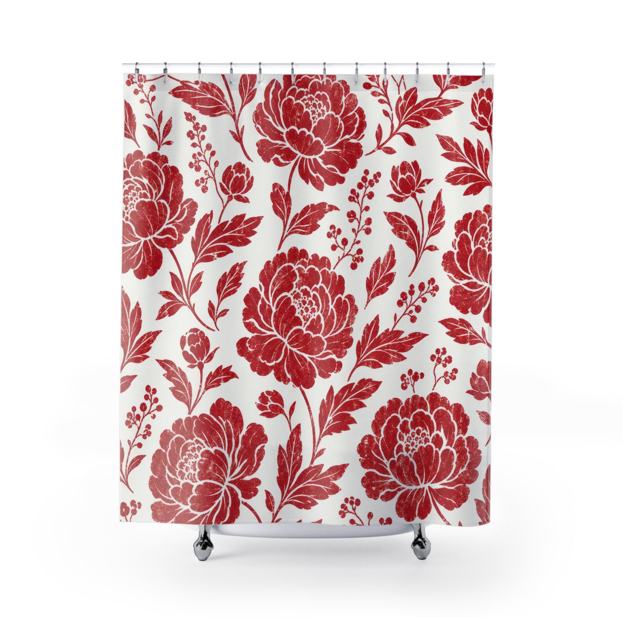 Red White Rose Shower Curtain