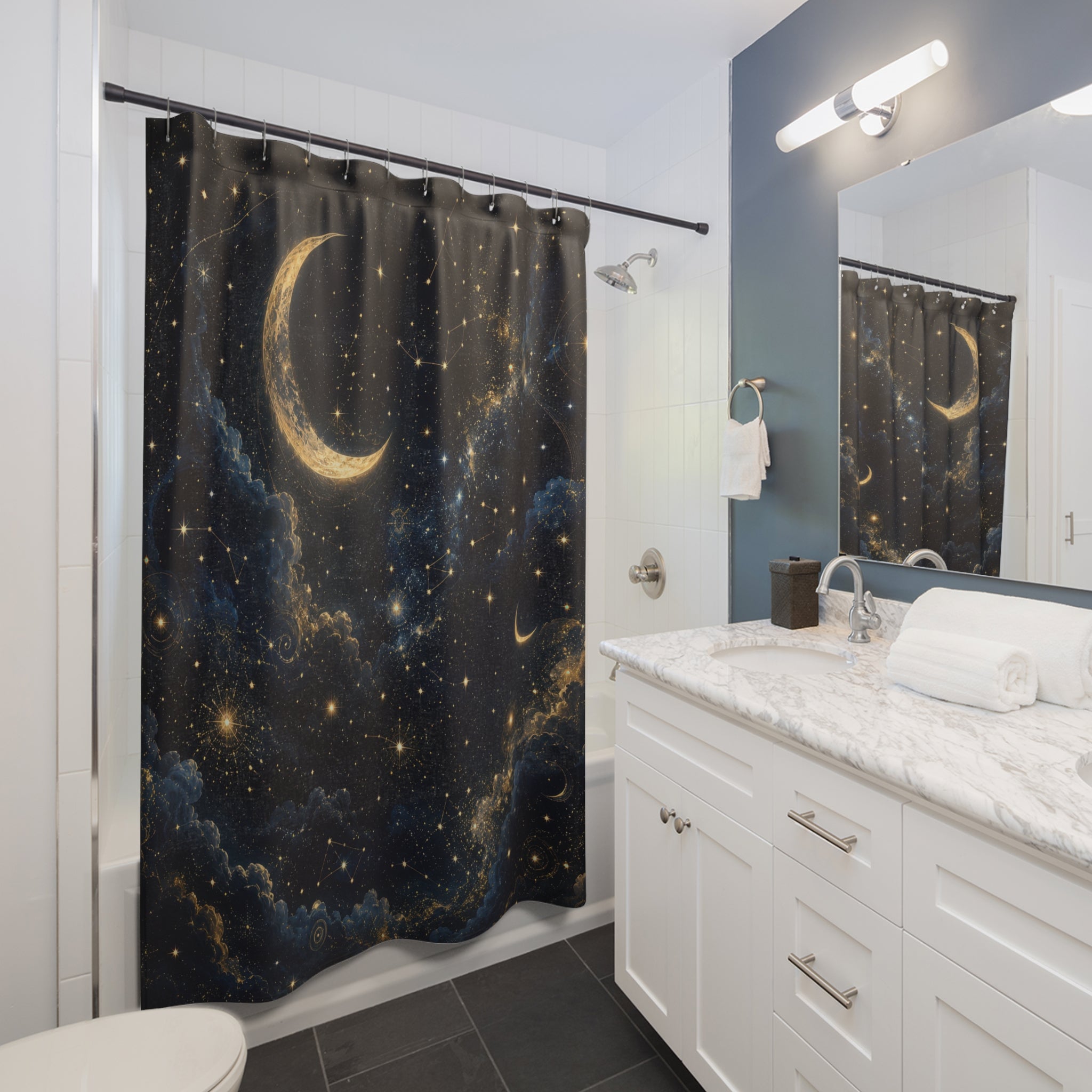 Celestial Shower Curtain: Starry Night Sky