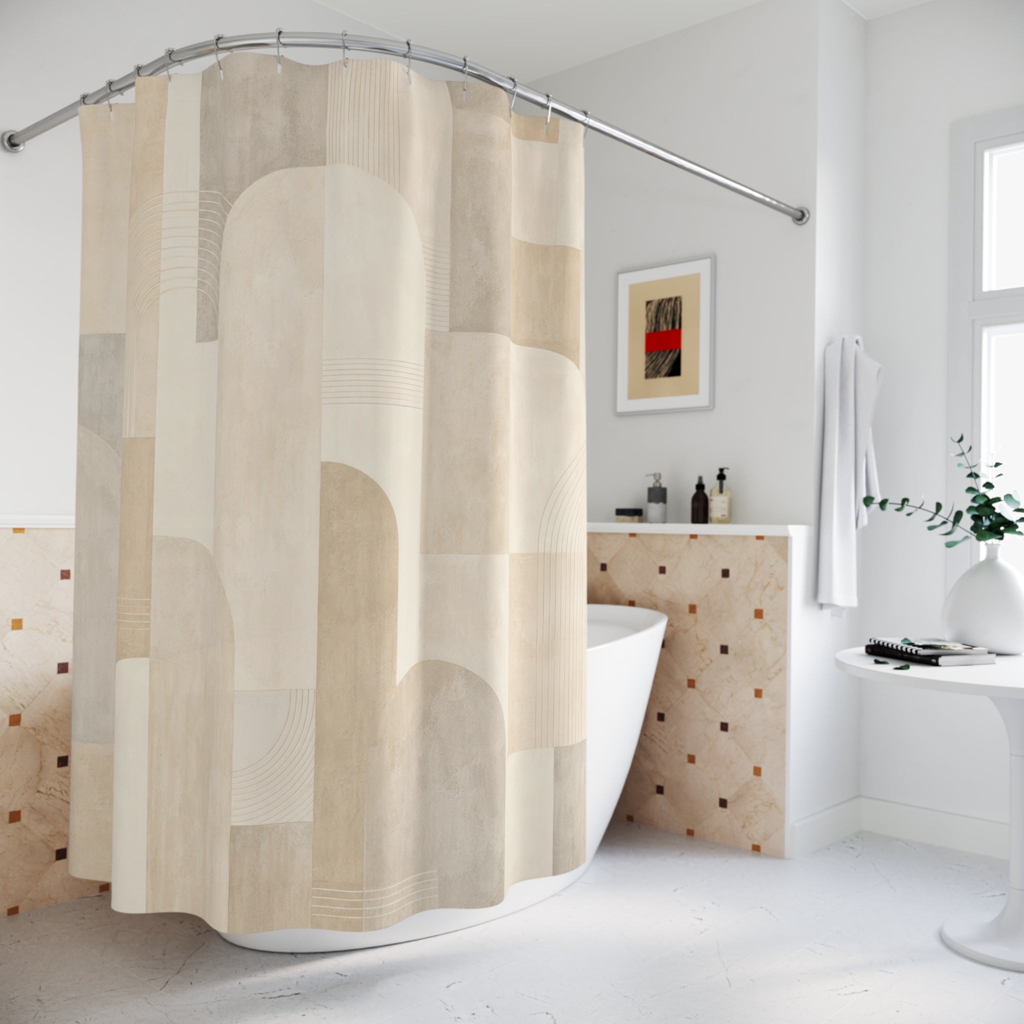 Ivory Arch Block Shower Curtain