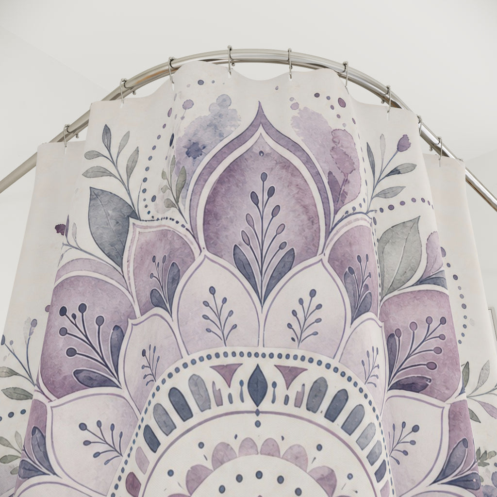 Lavender Floral Medallion Shower Curtain