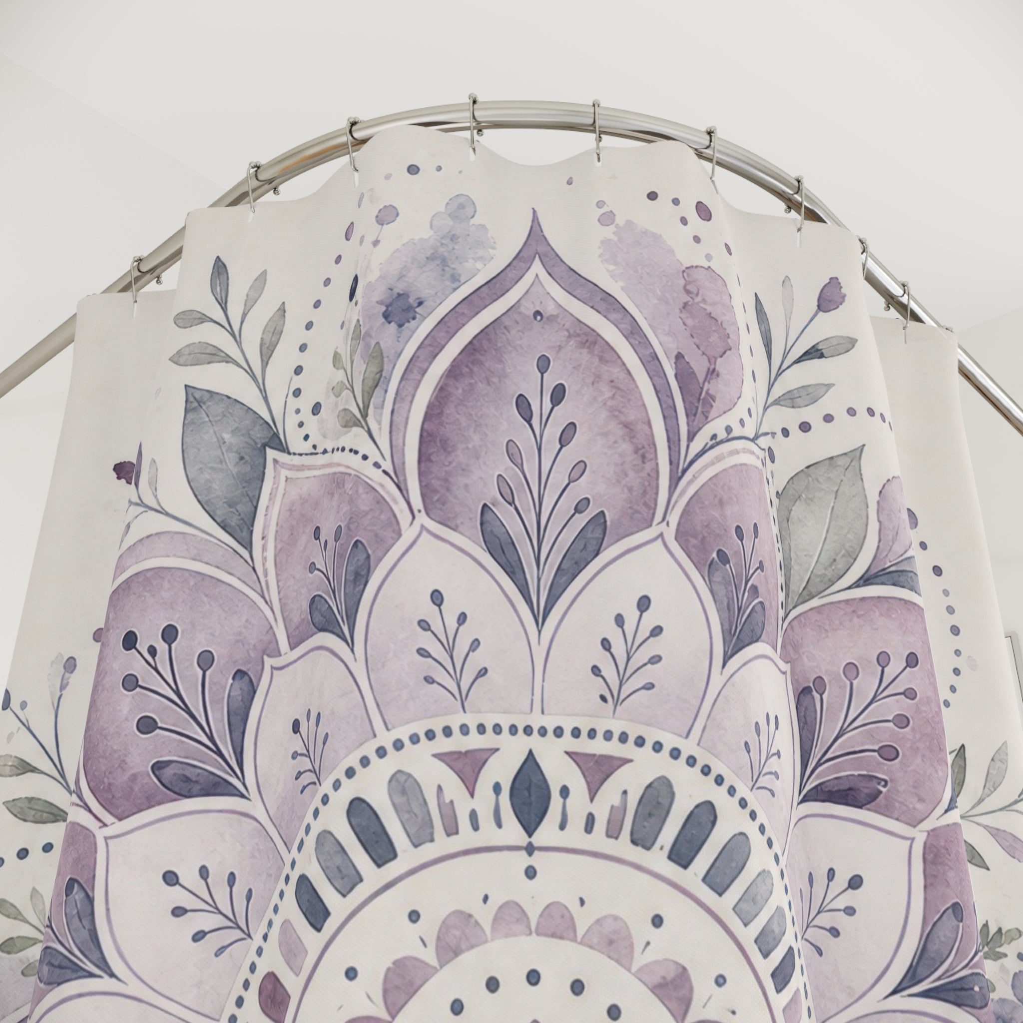Lavender Floral Medallion Shower Curtain