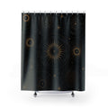 Black and Gold Sun Star Shower Curtain